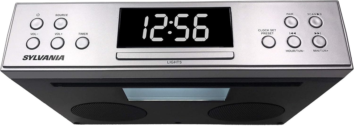 PROSCAN Under Cabinet Clock Radio, Music System with Bluetooth Streaming and FM Radio