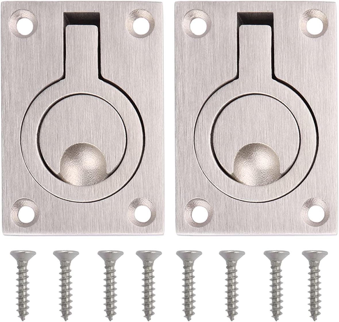 Wolfride Flush Ring Pull Handle 2 Pack Flush Lifting Handle Stainless Steel Flush Lift Ring for Furniture, Boat