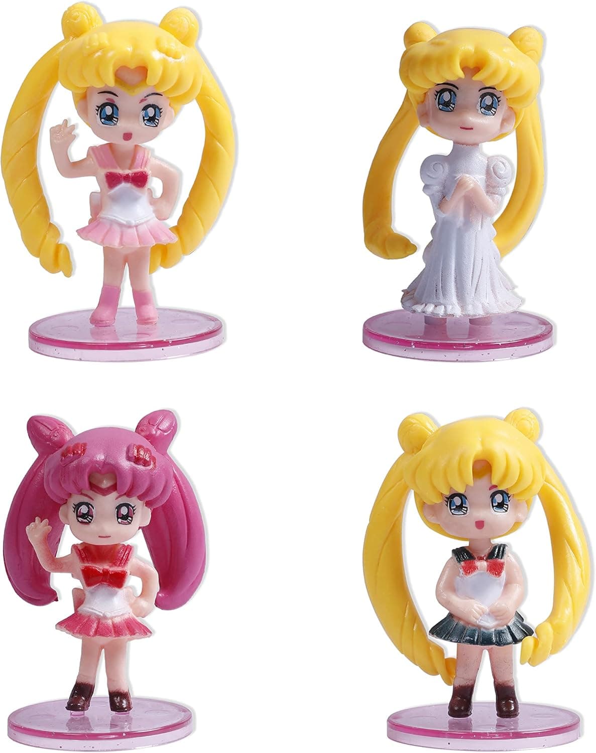 4pcs Sailor Anime Moon Cake Toppers Figurines,Garden Cake Plant Decoration Party Supplies Birthday Anime Figure Toys (BJ+Sticker)