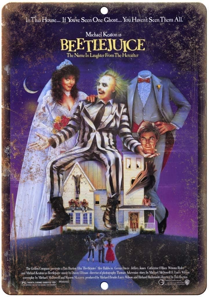 Bobdsa Mrute Beetlejuice Movie Tin Sign Vintage Iron Painting Wall Decorative Trend Popular Poster Handmade Art for Bar Cafe Store Home Garage 8X12 INCHES Vintage Signs