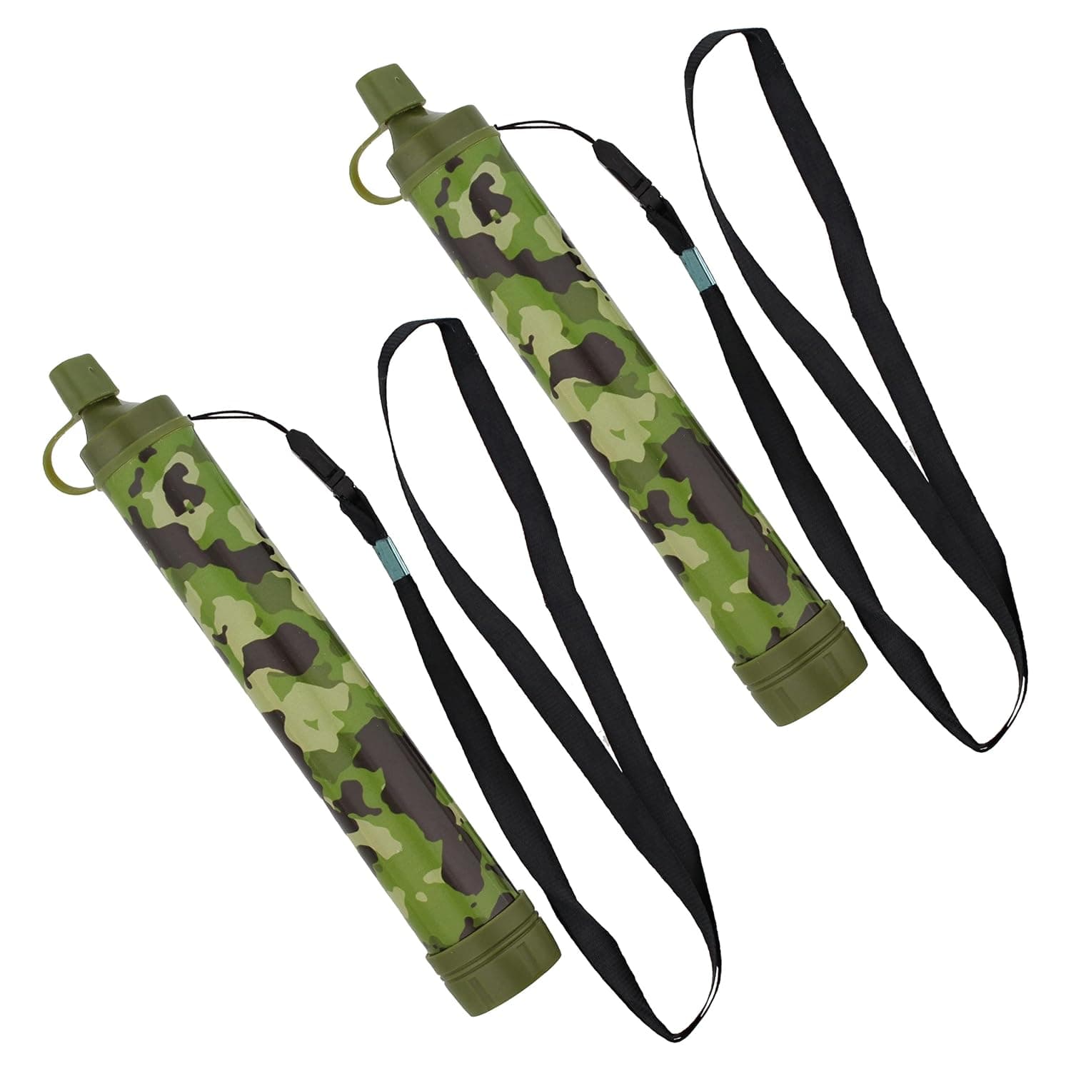 SDS Water Filter Straw 2pk Camo - Water Purifier Survival Outdoor Tool - Portable Water Filter for Streams and Lakes