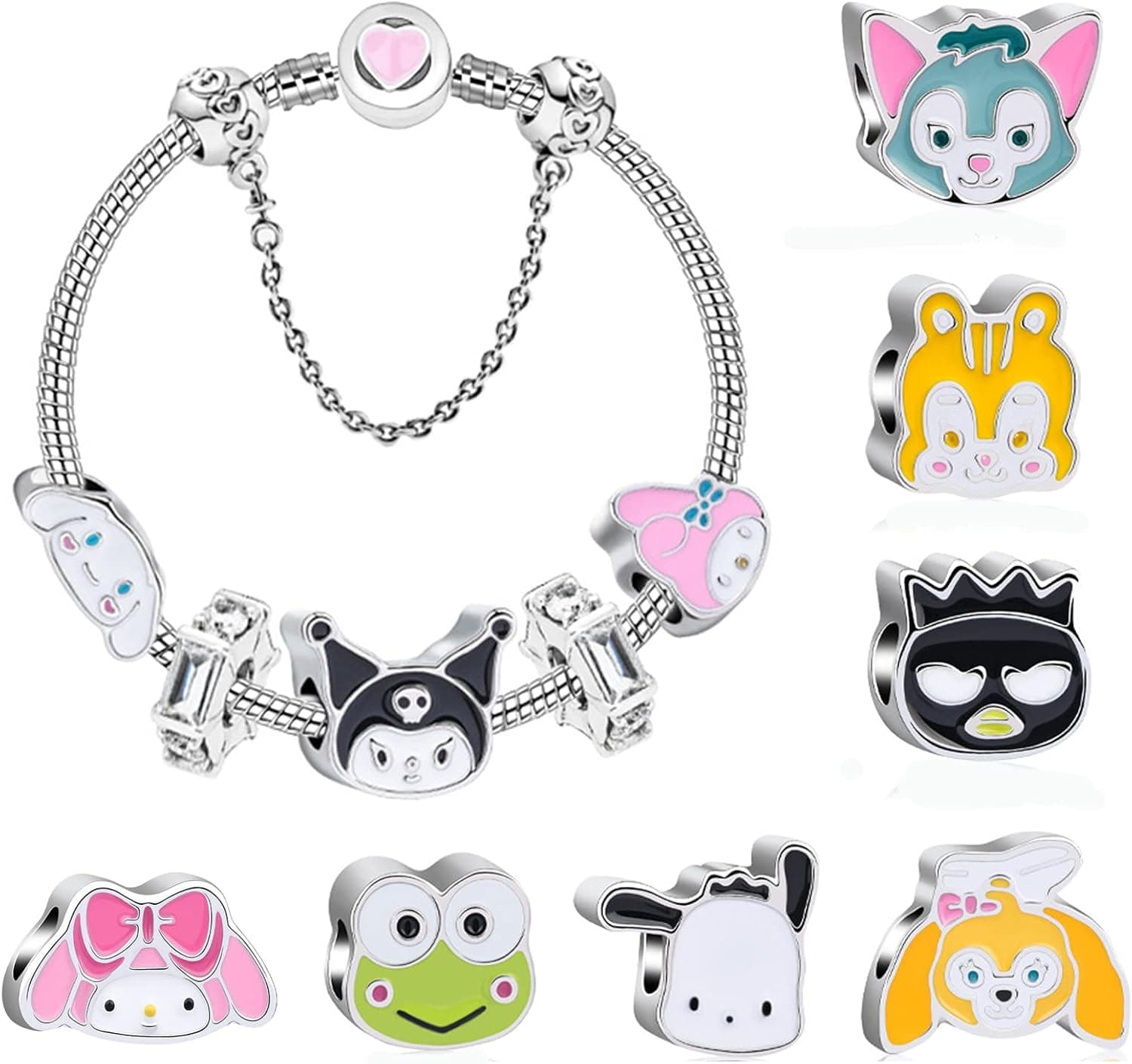 Gonii Cute Anime Cosplay Bracelets+7Pcs Bracelets Accessories Cute Cartoon Bracelets Kawaii DIY Bracelets Anime Bracelets Gift for Fans and Womens