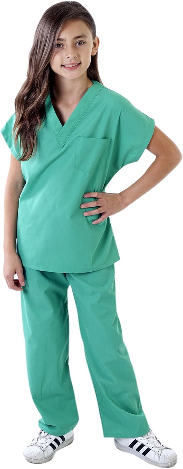 Natural Uniforms Childrens Scrub Set-Soft Touch-Role Play Costume Set (Surgical Green, 2/3)