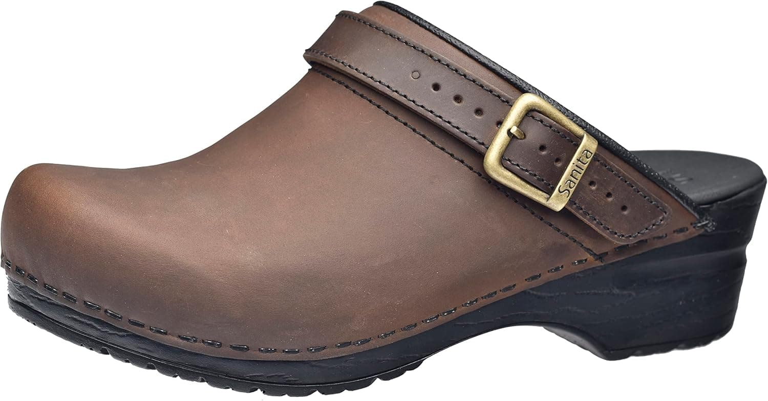 Sanita 'Morse Oiled' Adjustable Flexible Danish Clogs (Art: 1200038) - Antique 37