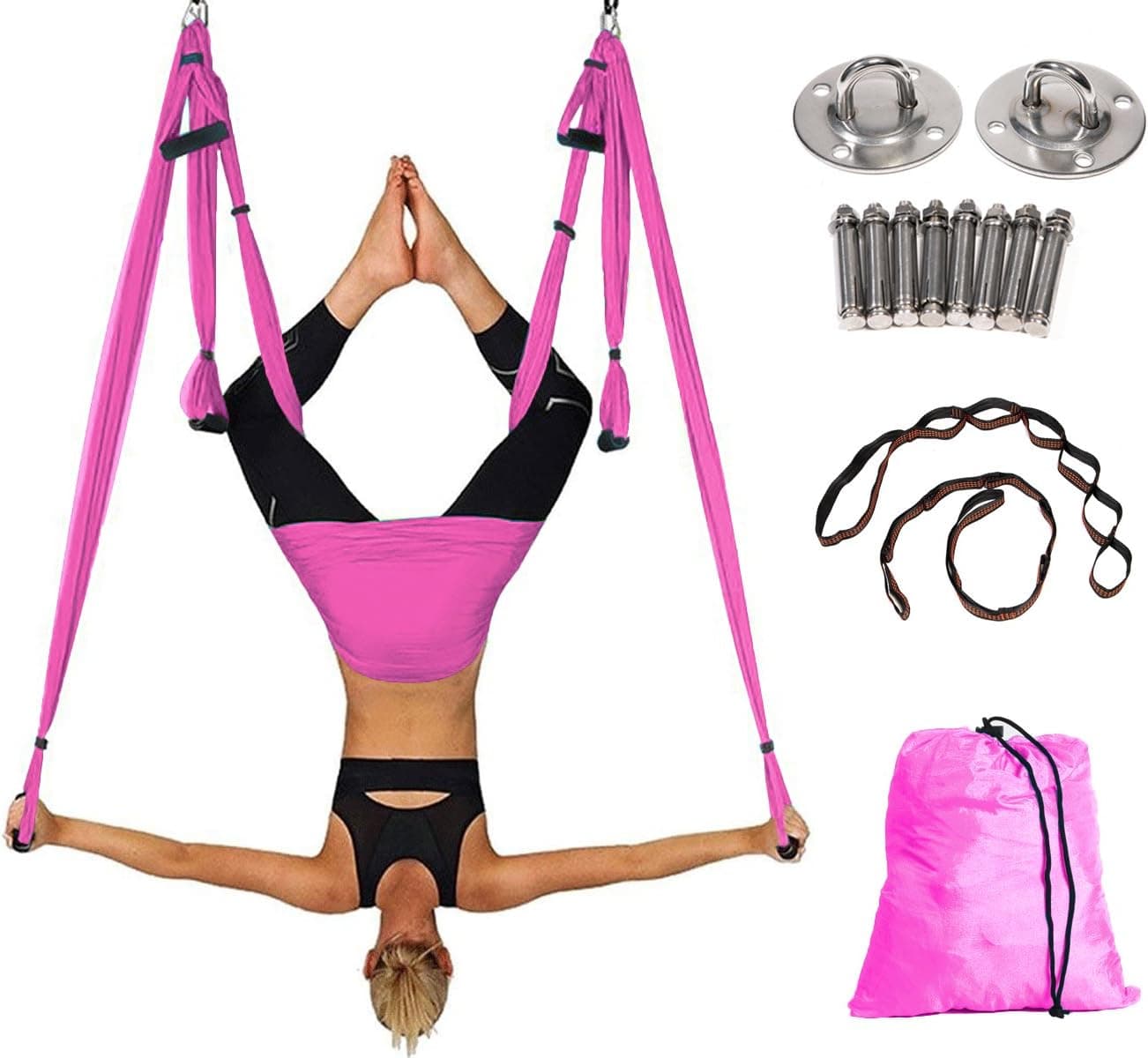 Aerial Yoga Swing Yoga Hammock Kit for Antigravity Exercise with Adjustable Handles Extension Straps