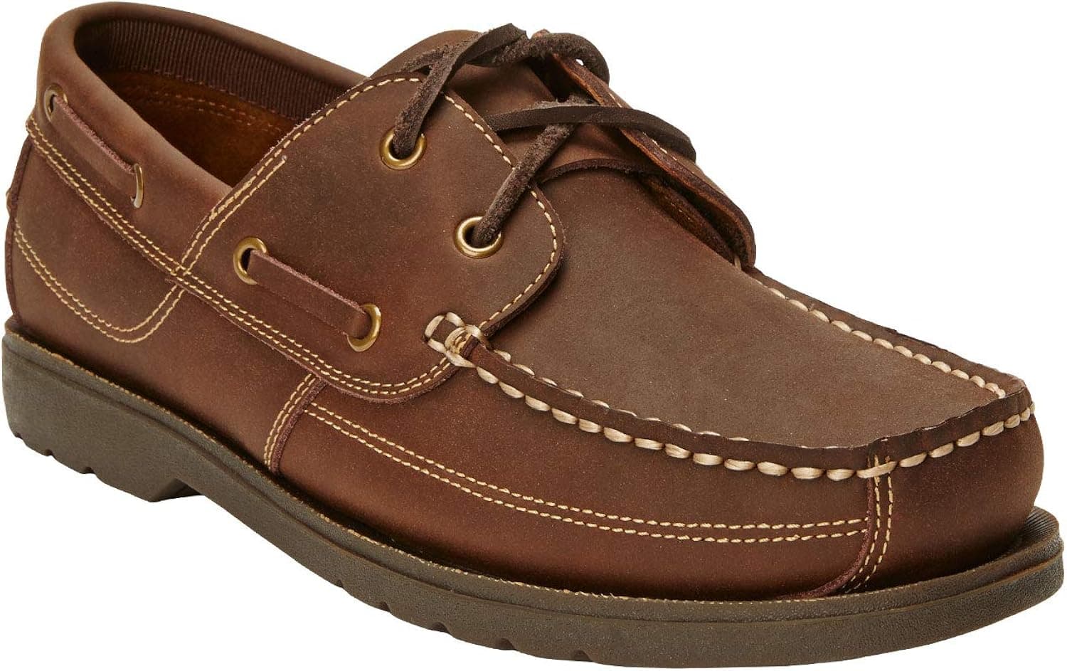 KingSize Men's Wide Width Leather Boat Shoe - Big - 10 EW, Dark Brown Loafers Shoes