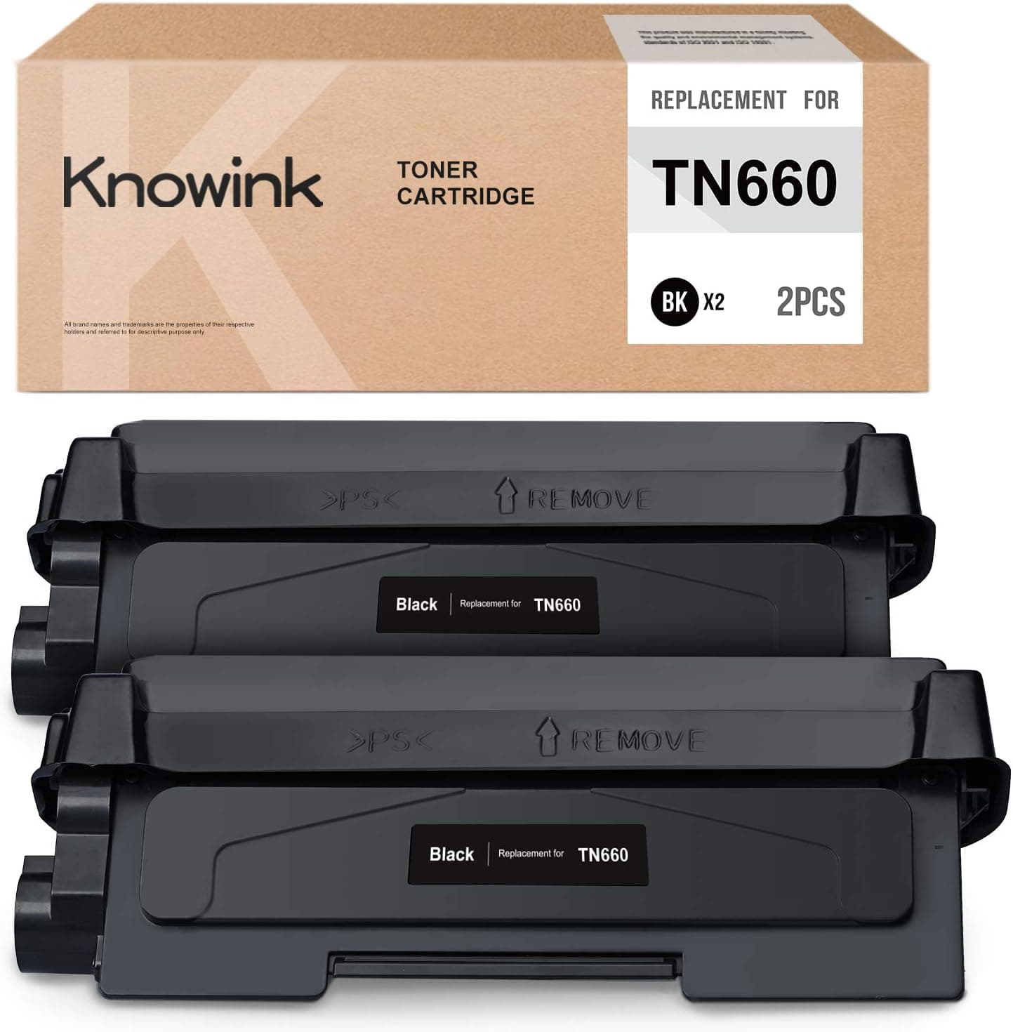 KNOWINK Compatible Toner Cartridge Replacement for Brother TN660 TN630 to use with HL-L2380DW HL-L2300D HL-L2340DW MFC-L2700DW MFC-L2720DW MFC-L2740DW DCP-L2520DW DCP-L2540DW Printer (Black, 2-Pack)