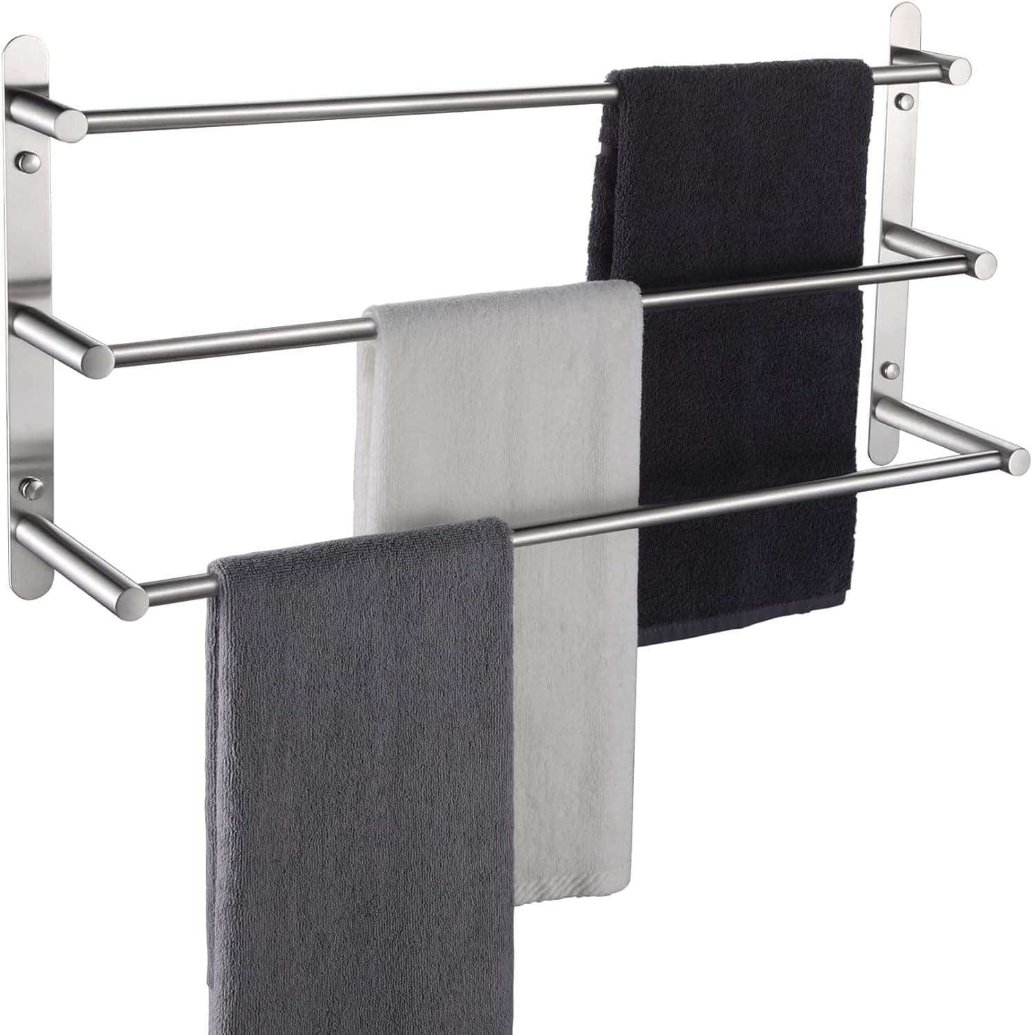 KOKOSIRI Bath Towel Bars Stainless Steel Bathroom 3-Tiers Ladder Towel Rack Wall Mount Towels Shelves, Brushed Nickel, B5002BR