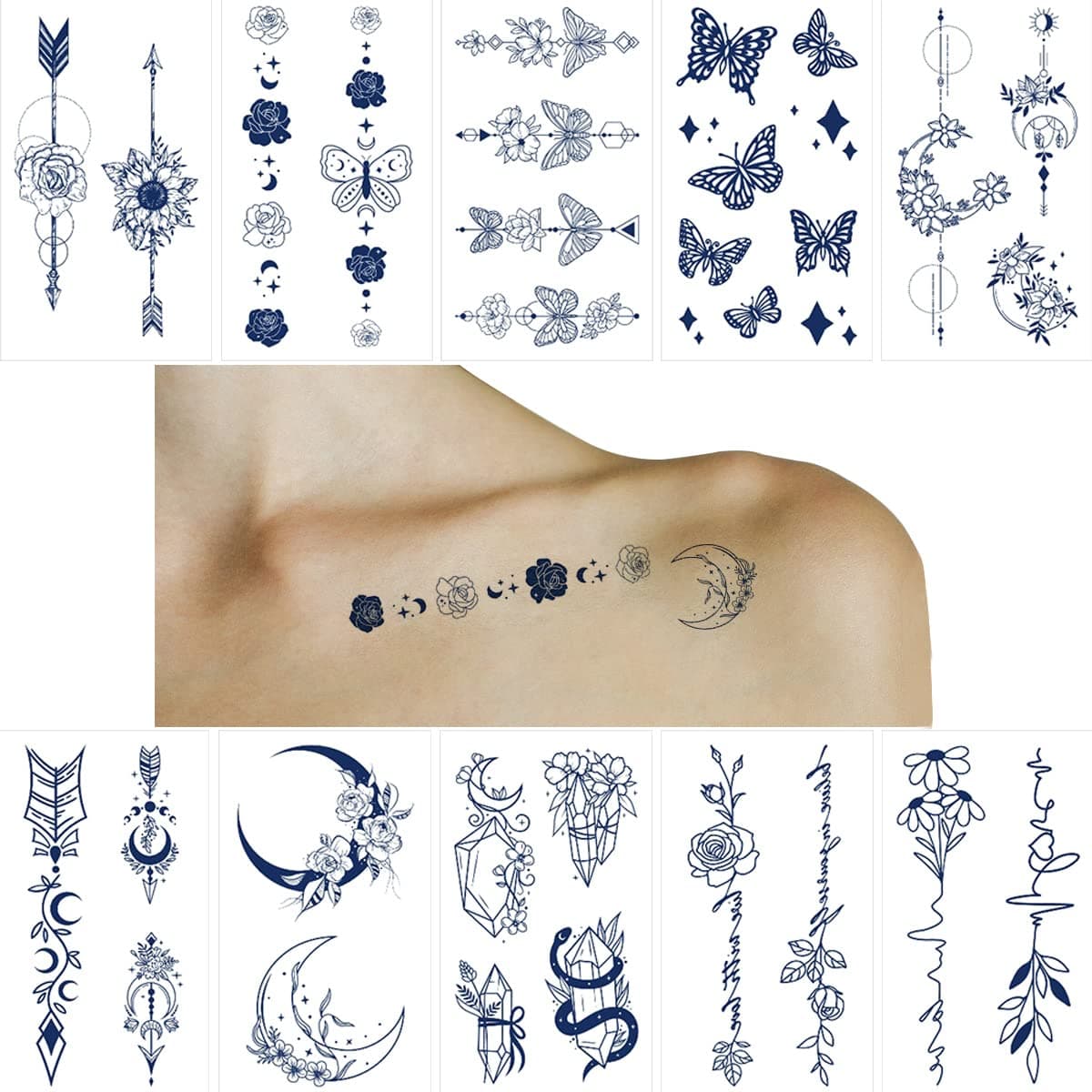 ANIUVOT Small Semi Permanent Tattoos for Women Teen Girls 10 Sheets, Plant-Based Ink, Realistic Temporary Tattoos, Long Lasting for 1~2 Weeks