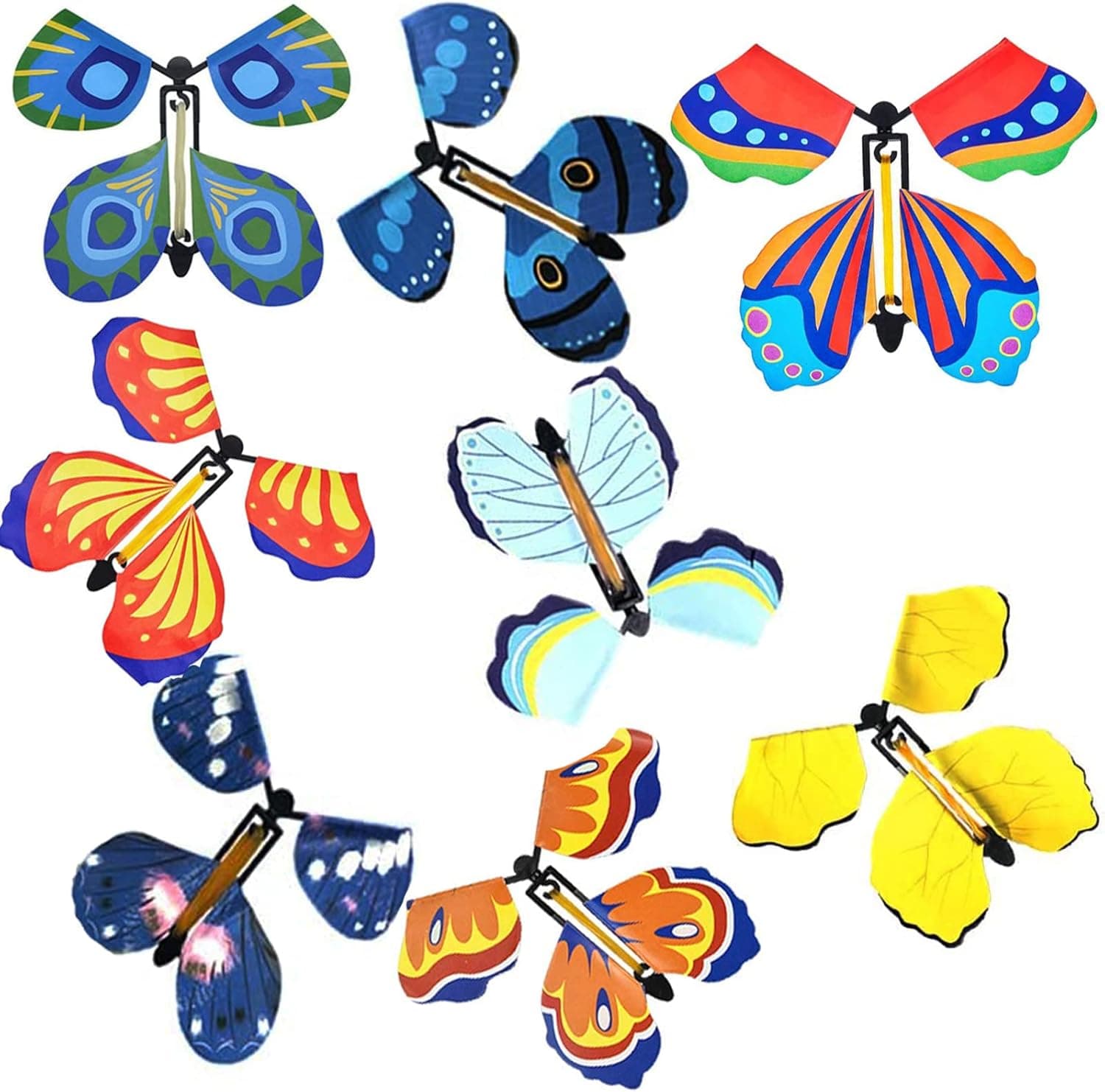 JUNBESTN Magic Flying Butterflies 18 Pack Wind Up Fairy Flying Toy Surprise Cards Party Favor for Kids Classroom School Easter Stuffers Birthday Greeting Card Stocking Stuffers