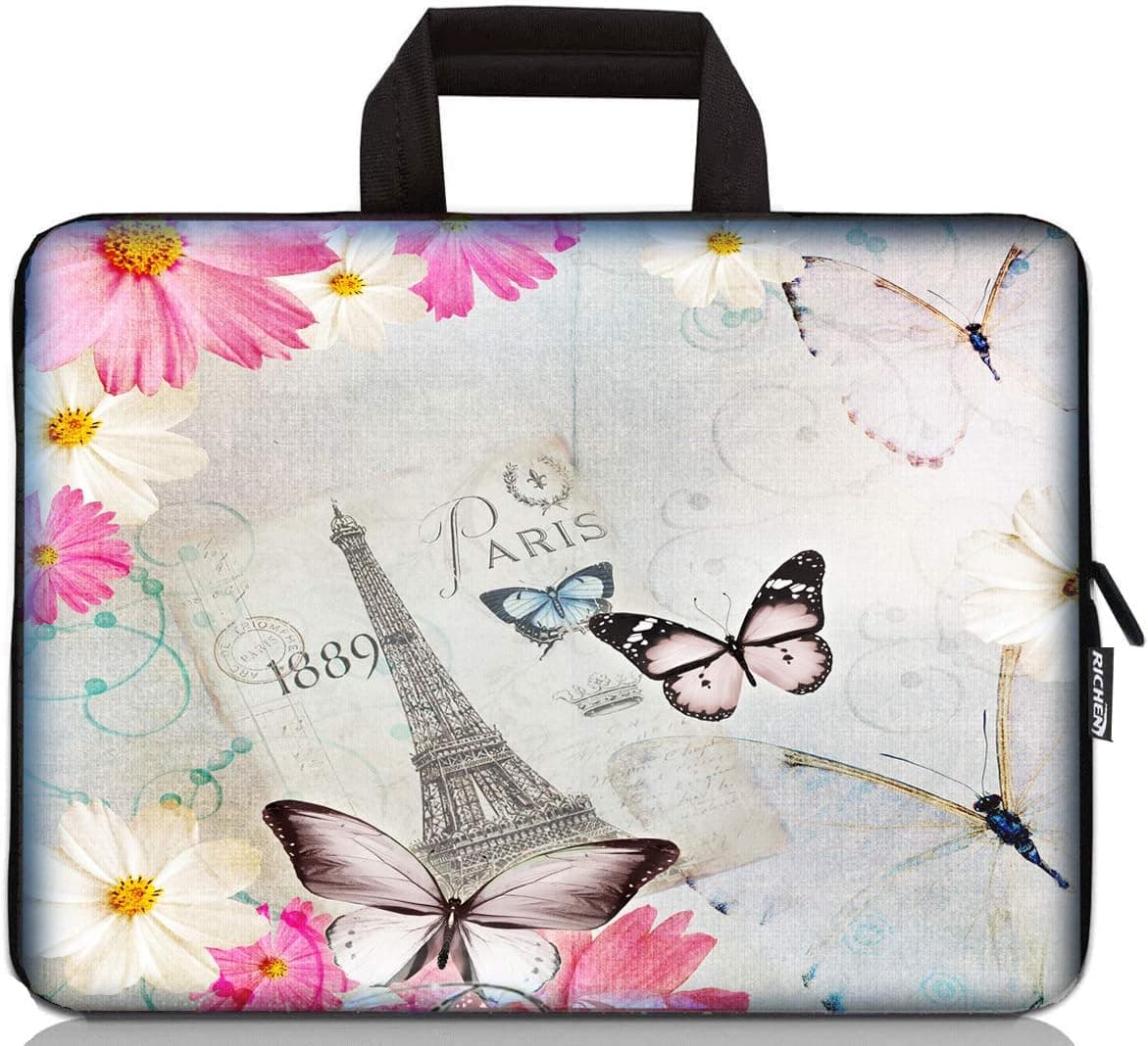 15 inch Neoprene Laptop Carrying Bag Chromebook Case Tablet Travel Cover with Handle Zipper Carrying Sleeve Case Bag Fits 14 15 15.4 inch Netbook/Laptop (14-15.4 inch, 1889 Paris)
