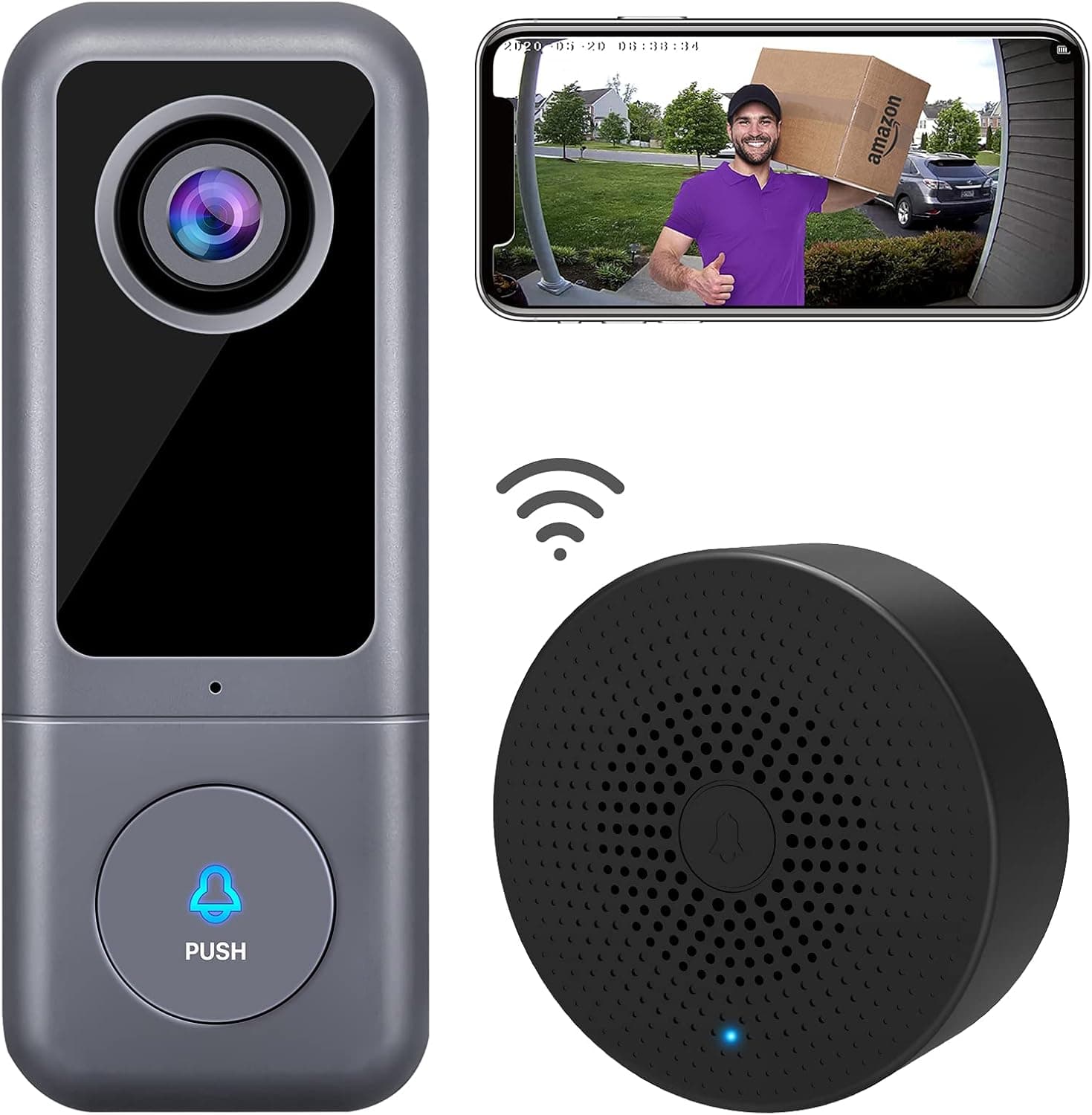 XTU WiFi Video Doorbell Camera, (Wired) Doorbell Camera with Chime, 2K Ultra HD, 2-Way Audio, Night Vision, Easy Installation, Motion Detection (existing doorbell Wiring Required)