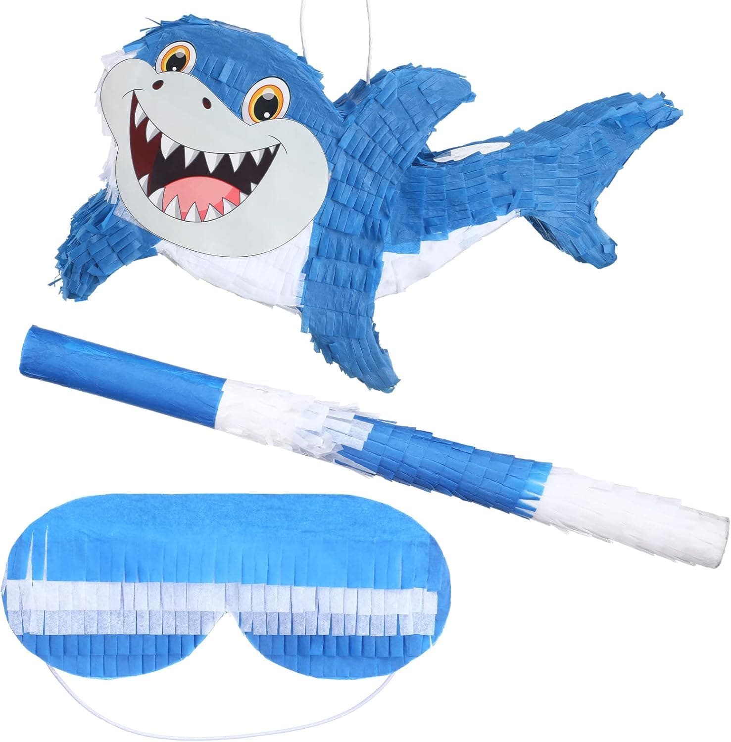 Shark Party Pinata Shark Party Decorations Pinata with a Blindfold and Bat for Photo Prop Candy Holder Baby Ocean Shark Themed Birthday Party Decorations