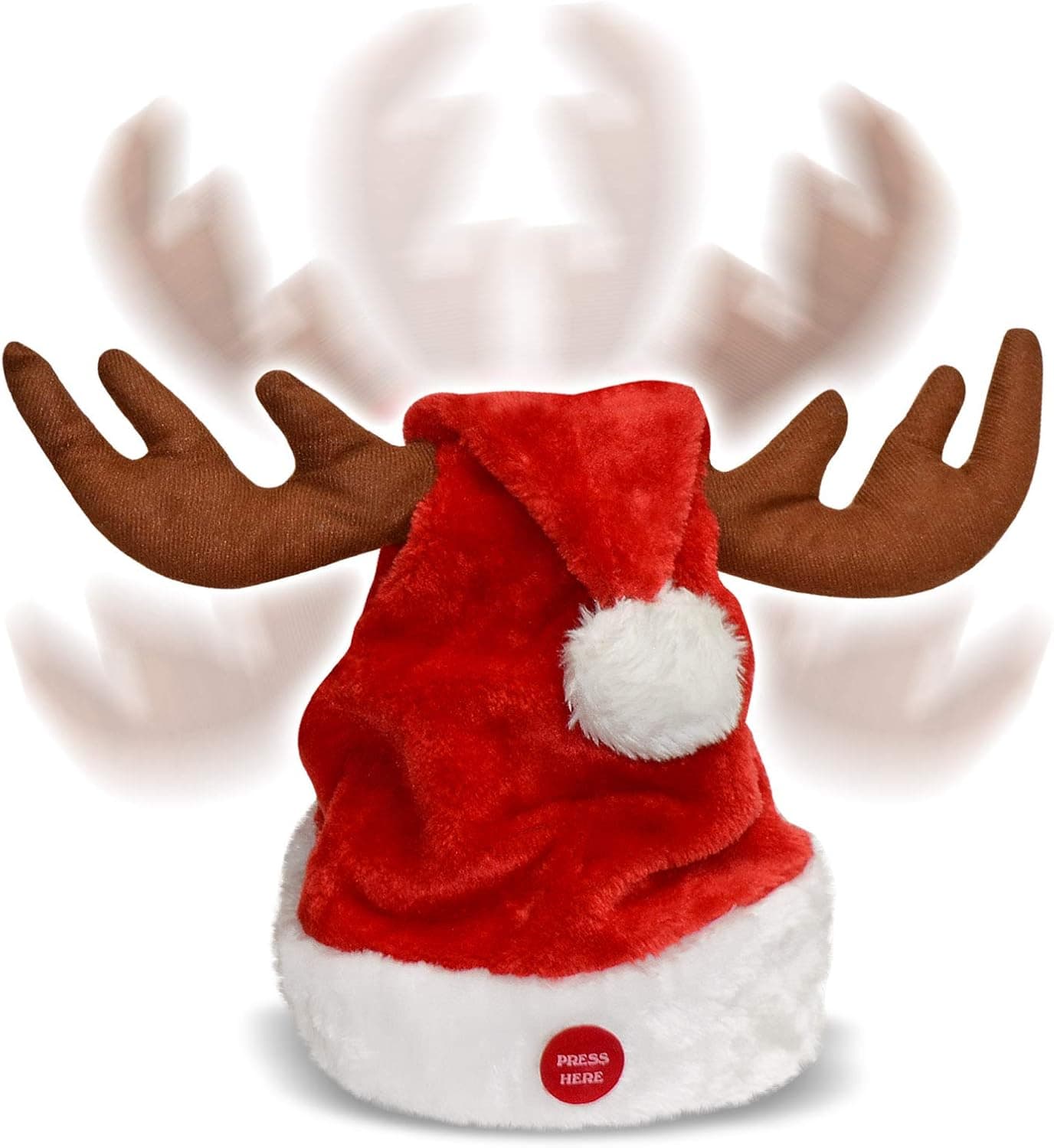 BenefitUSA Christmas Santa Hat Elk Horn Hat Singing Dancing for Childrens and Adults(Battery not included)