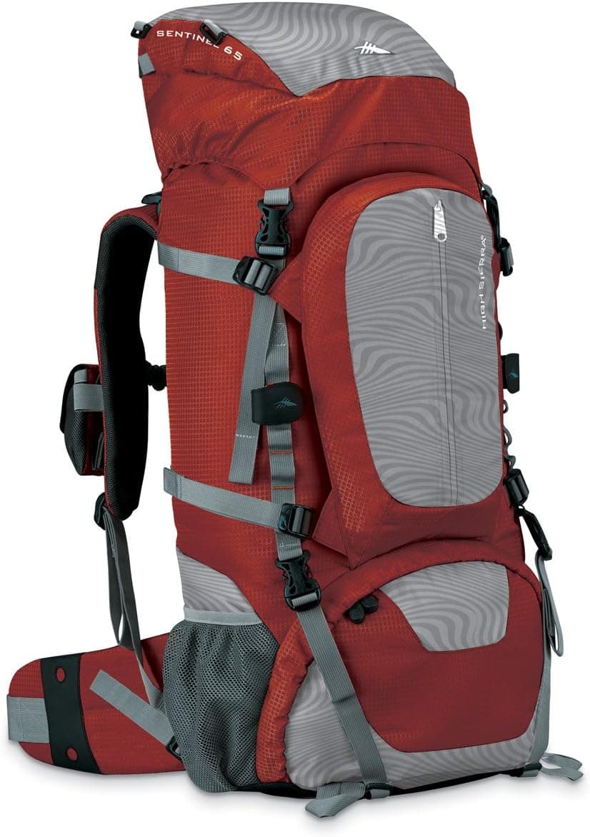High Sierra Sentinel Internal Frame Pack, Pomodoro/Ash Wavy Stripes/Blk, 65L / 32 x 14.25 x 8.75-Inch