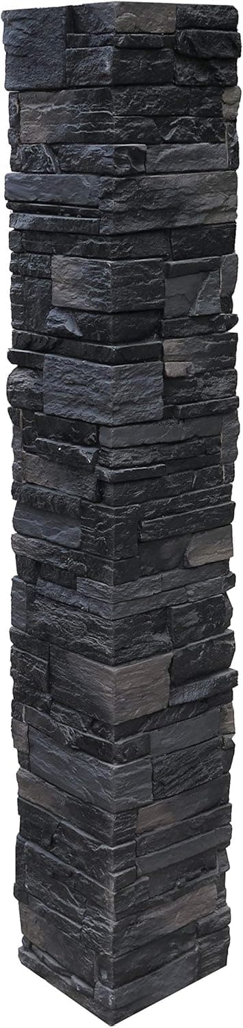 NextStone Country Ledgestone 2pc Split Faux Stone Post Cover - 8" x 8" x 47" - Andean Onyx