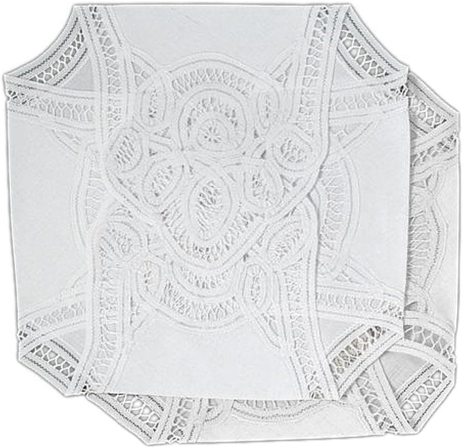Bread Basket Liners Bun Warmers White Cotton Cloth with Battenberg Lace 18 X 18 Inch (Set of 2)
