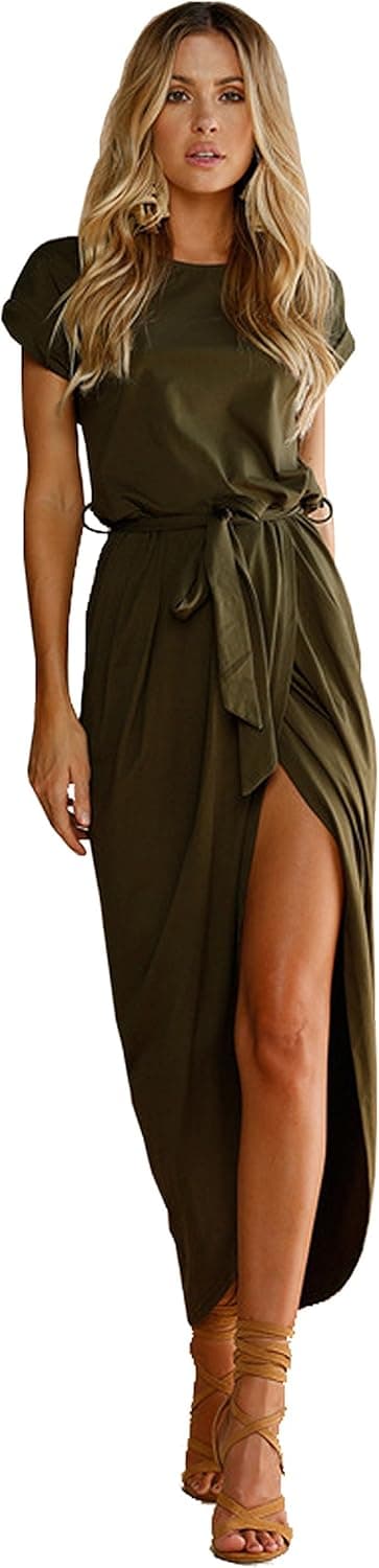 Longwu Women's Casual Beach Club Maxi Dresses Summer Party Long Dress