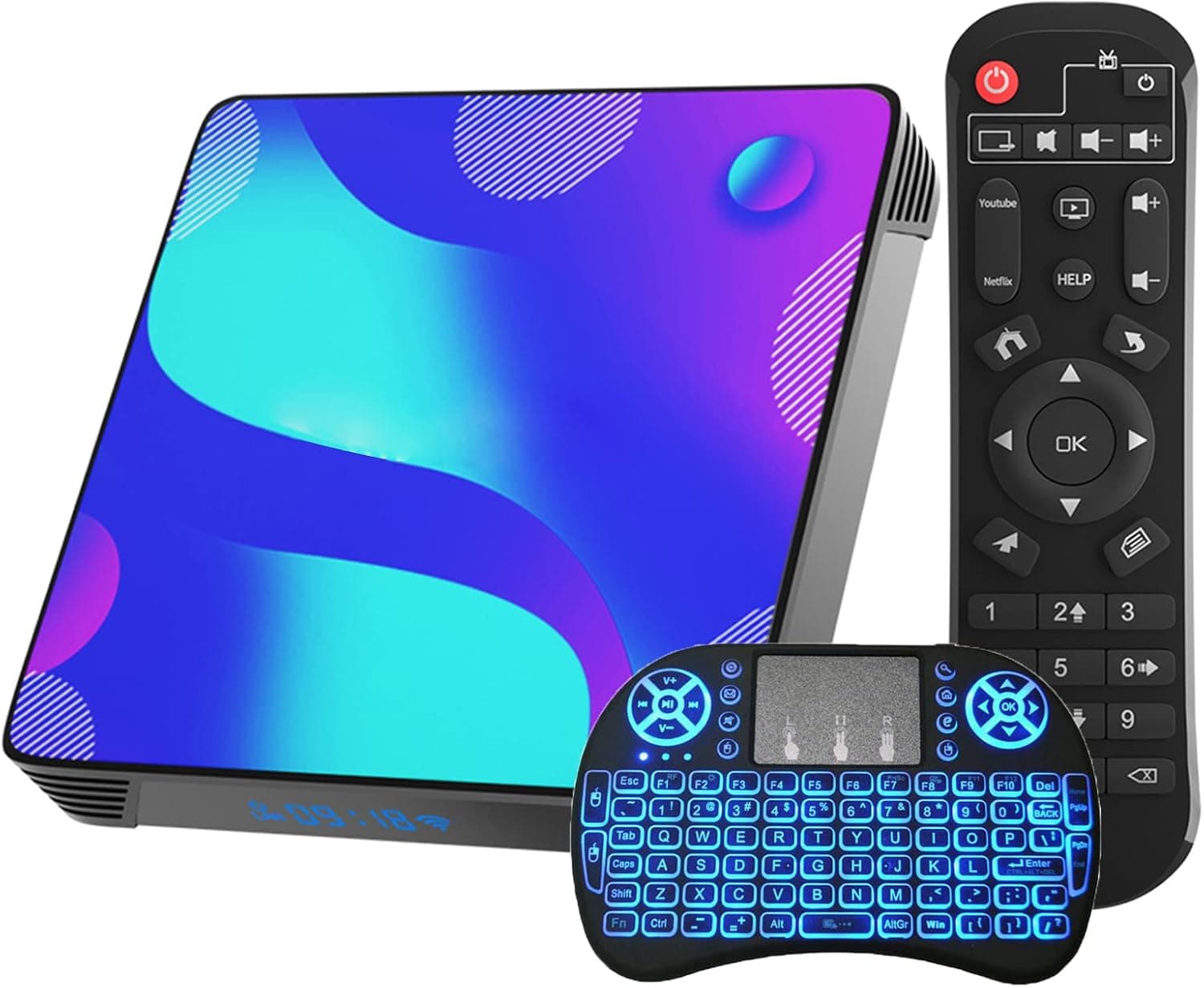 Android TV Box 11.0,Android Box X88PRO10,RK3318 Ultra HD 4K HDR TV Box, 4GB RAM 64GB ROM Android TV Box Have 2.4G/5.8G Dual Band WiFi BT 4.0 Ethernet with Backlit Mini Keyboard