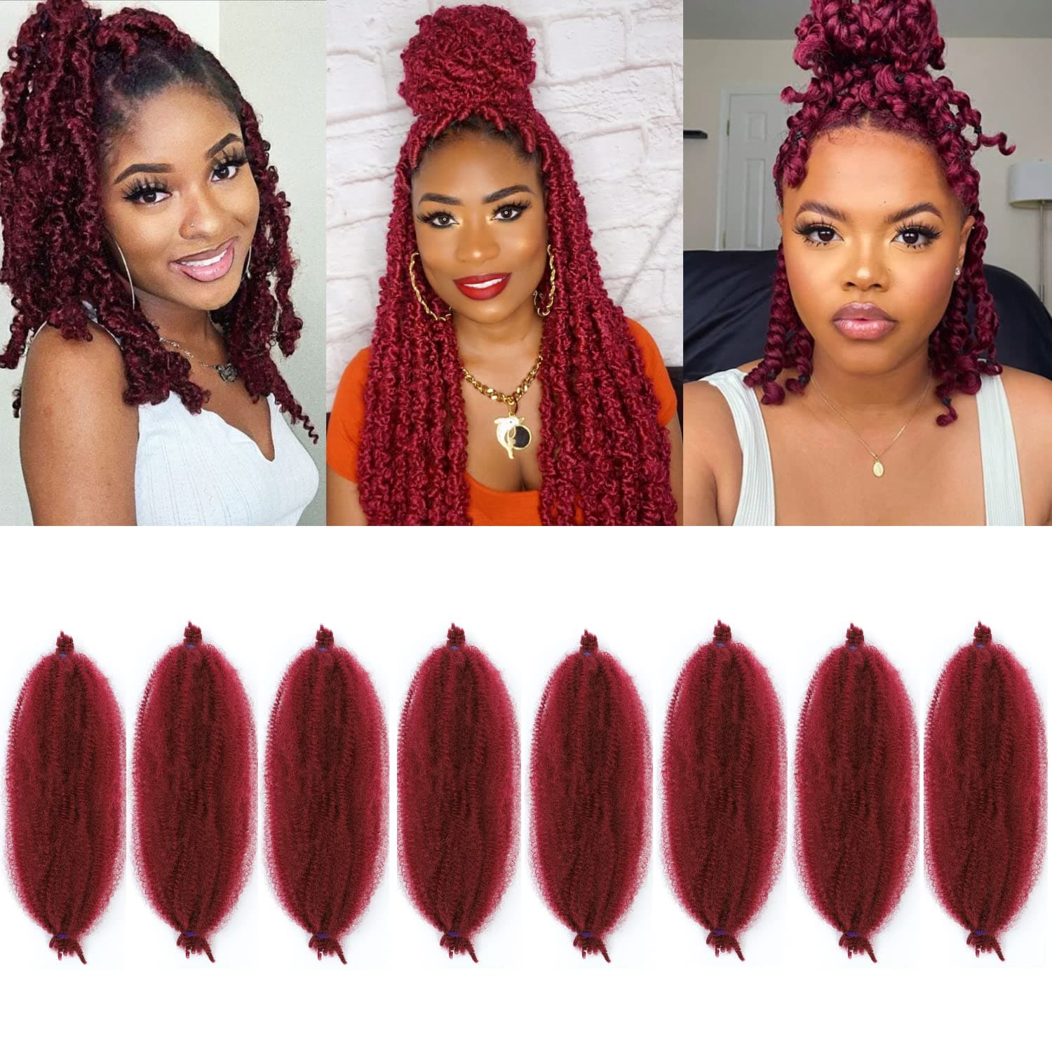 Springy Afro Twist Hair 18 Inch 8 Packs Marley Hair Pre- Separated Marley Twist Braiding Hair Pre-fluffed Spring Twist Hair (18inch, 10 Strands/Pack, 8packs, BUG#)
