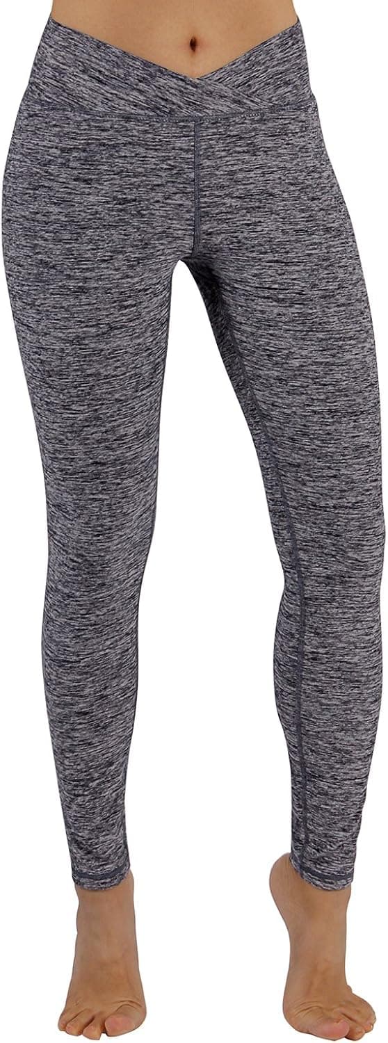 ODODOS Women's Cross Waist Yoga Leggings, Workout Running Gym Leggings,NavyHeather,Large