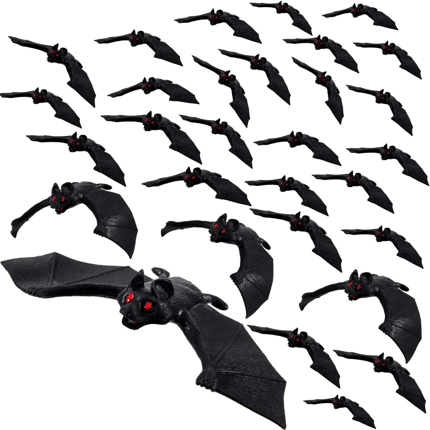 30 Pieces Halloween Hanging Bats Mini Fake Mini Bats Spooky Hanging Bats Props Rubber Realistic Vampire Bats for Halloween Party Decoration Eve Party Favors
