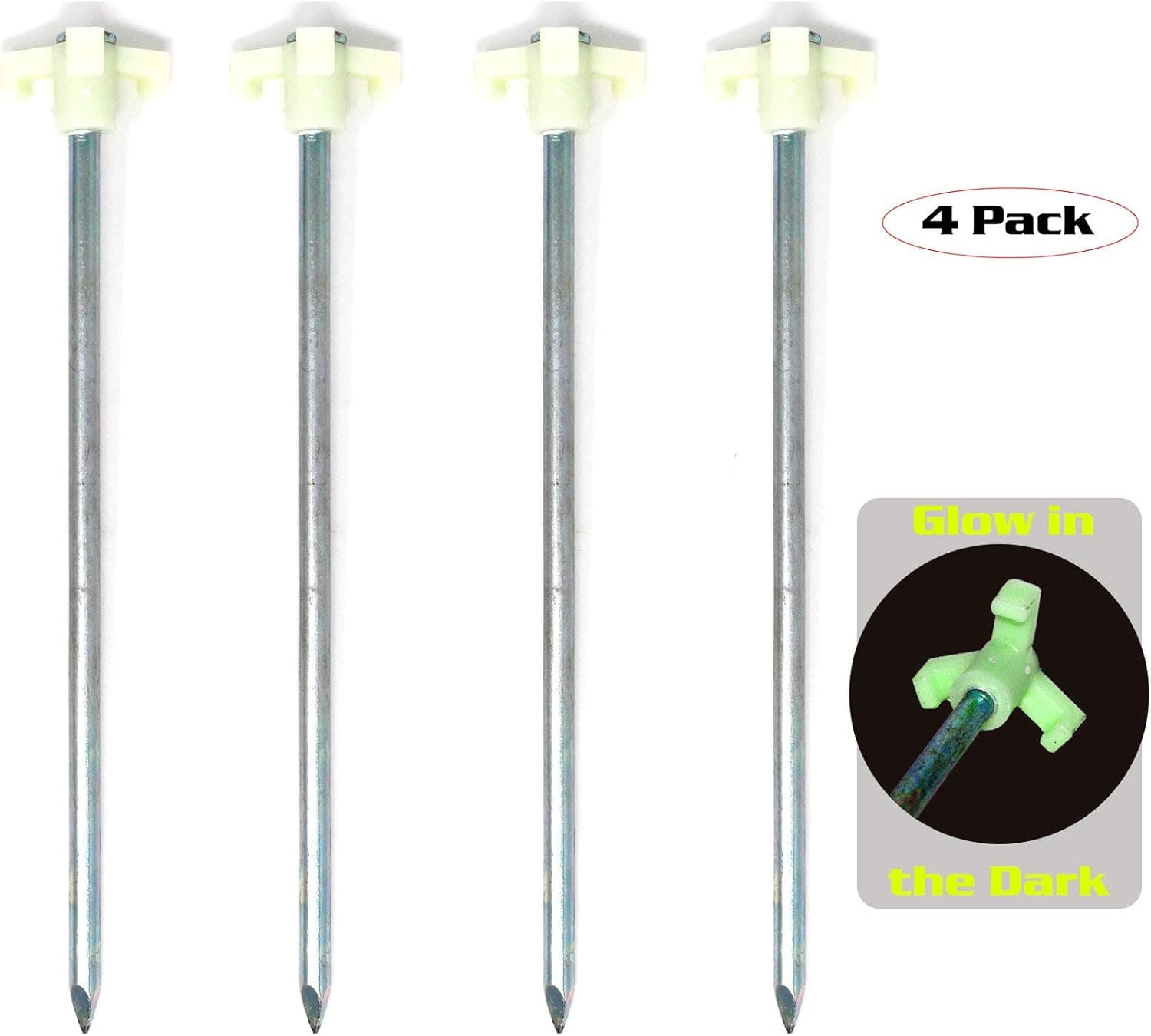 Tricc Unbreakable Heavy Duty Steel Tent/Canopy Stakes, Galvanized Non-Rust 10" Three Pegged Solid, Sturdy Stakes for Outdoor Trips, Camping, Hiking & Gardening. 4 Colors Made in The USA