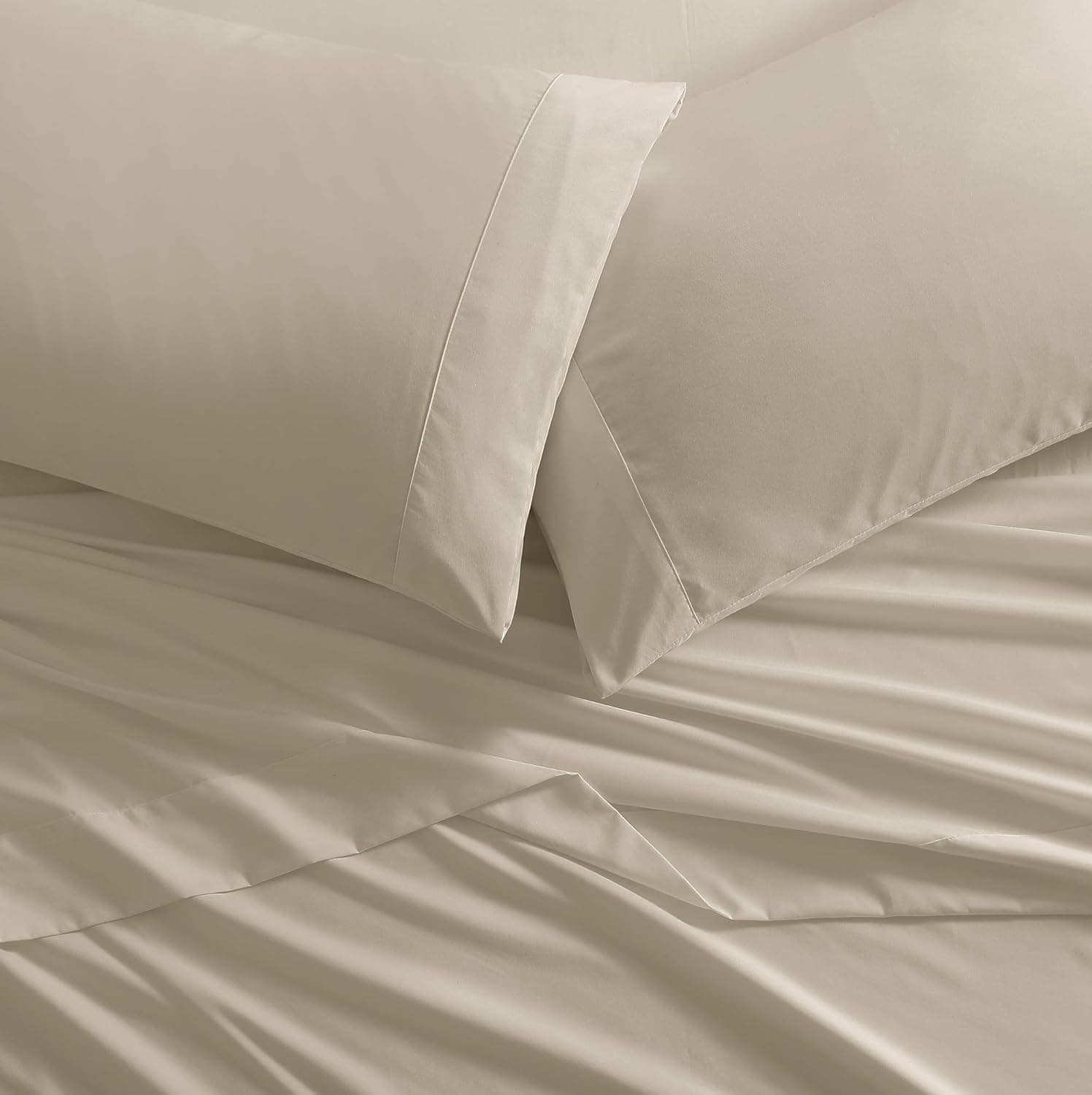 Brielle Home Super Soft Easy Care Brushed Microfiber Sheets Collection, Queen, Taupe