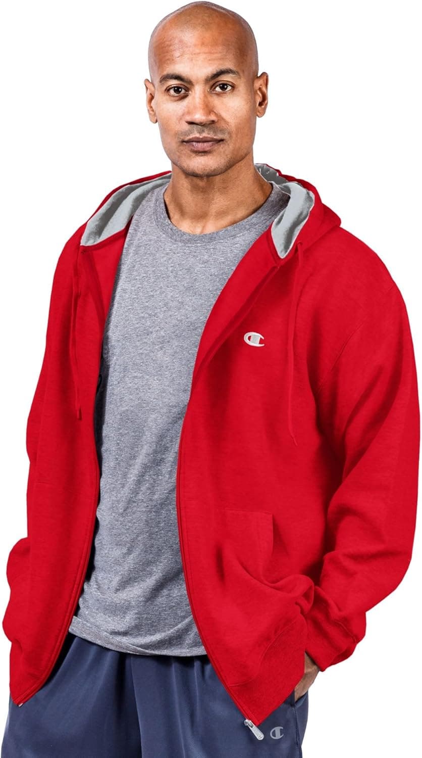 Champion Fleece Full Zip Hoodie, Crimson, 2XLT
