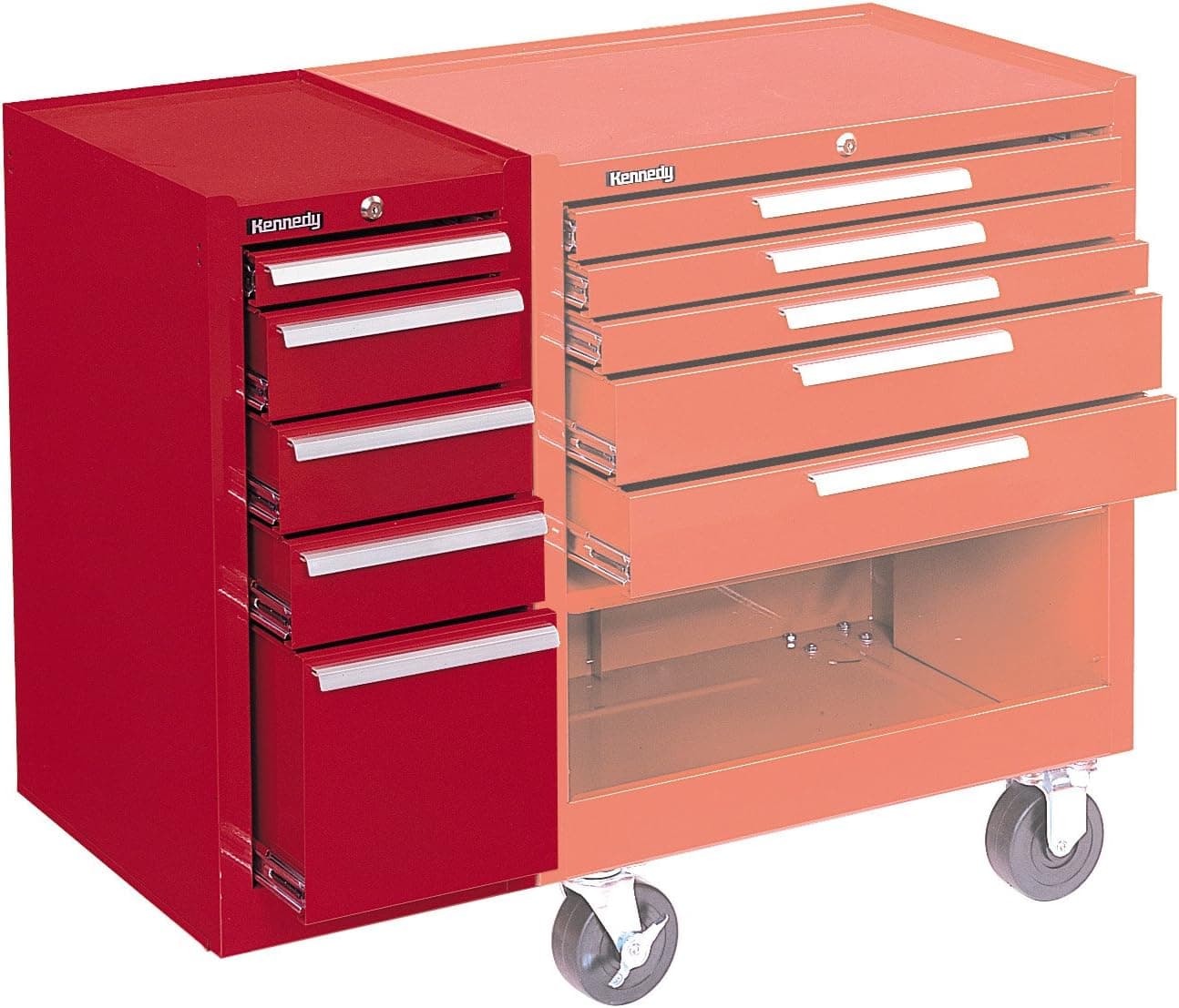 Kennedy Manufacturing 185XR 14" 5-Drawer Industrial Side Cabinet, Industrial Red