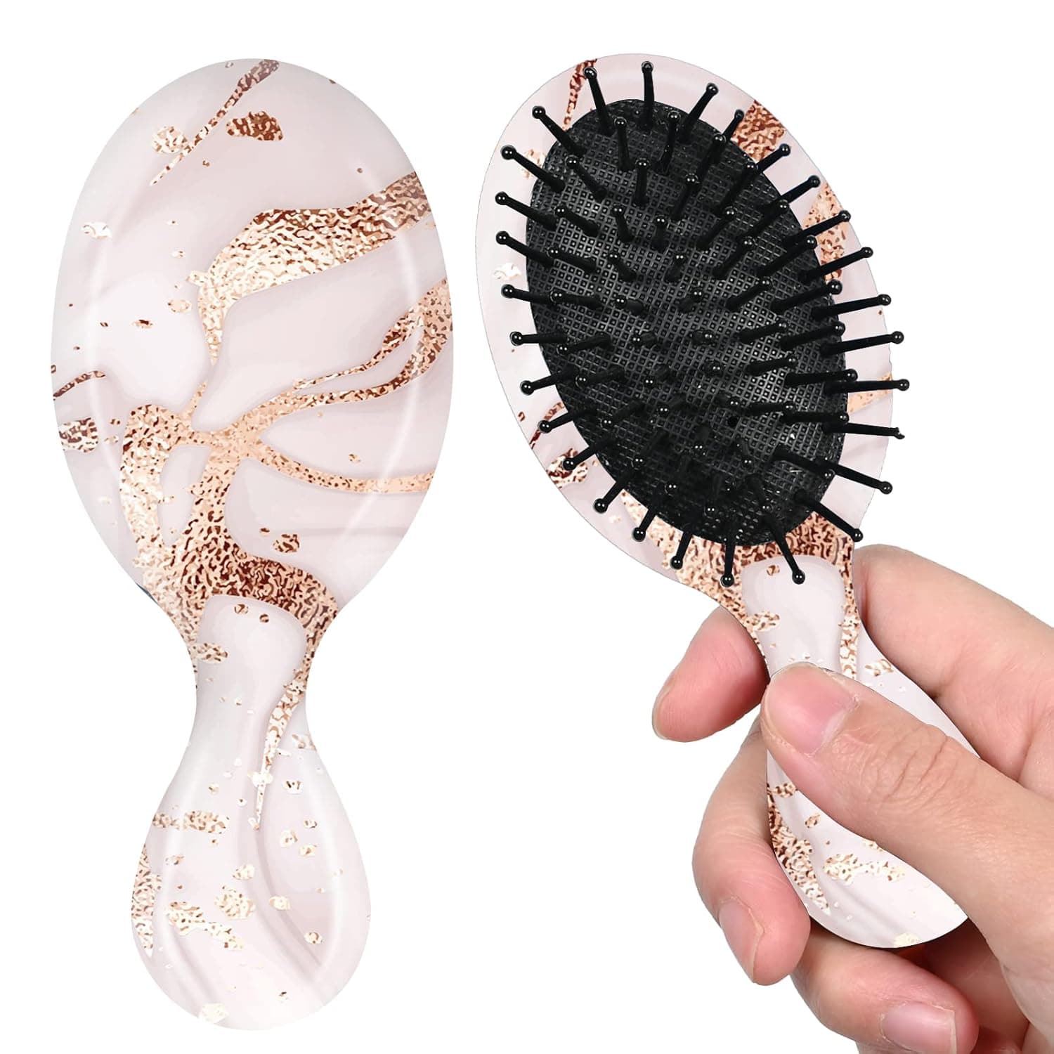 Small wet brush, mini brush, super soft, suitable for men, women and children of all hair types, good choice for travel gifts (Golden marble)
