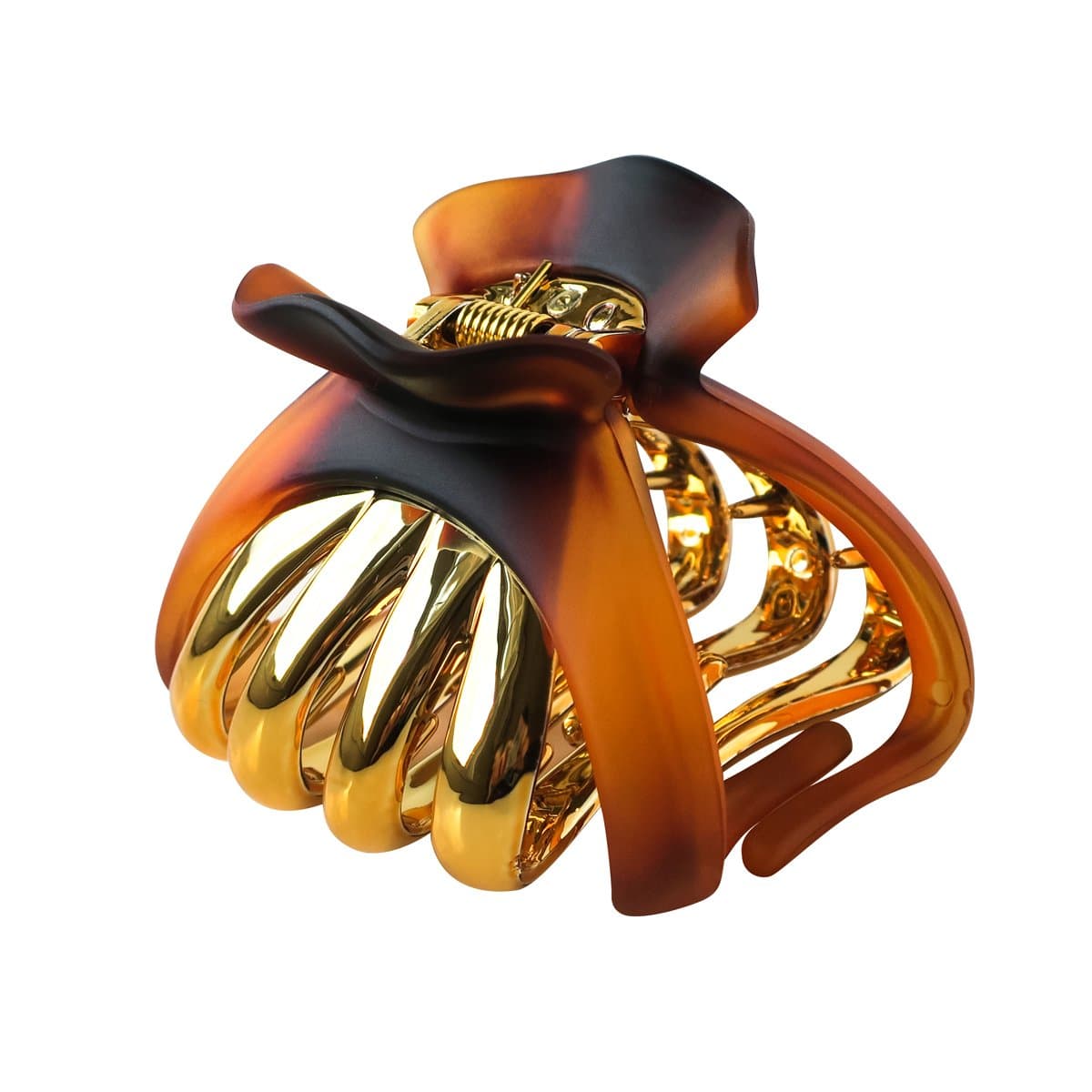 Zhooch Claw Hair Clip – Upscale Octopus Large. Premium quality, Gold Strong Hold Spring, for Thick Hair and Medium Hair types. Made in Korea. (Brown Ombre Matte)