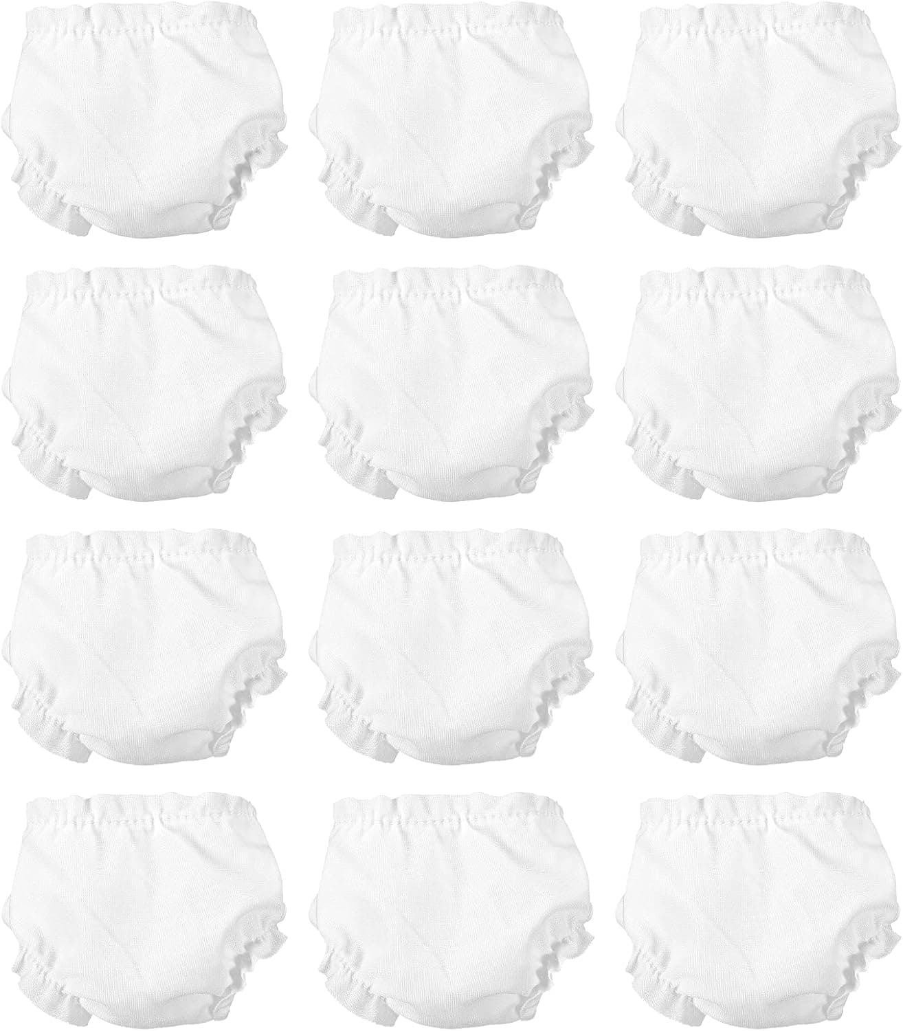 12pcs Baby Diapers Doll Underwear American Doll Underwear Doll Underwear Doll Accessories for Pretend Play White(7. 00X7. 00X0. 10 cm)