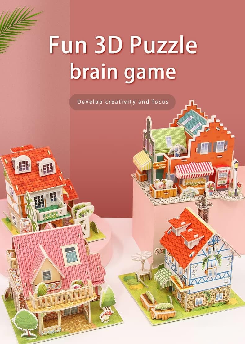 GISHIA DIY 3D Jigsaw Puzzle Toys Paper and EPS Foam Board for Kids and Adults Fun and Creative DIY Toy Model Building kit for Kids Toys for Girls and Boys. House Series(Tropical hut)
