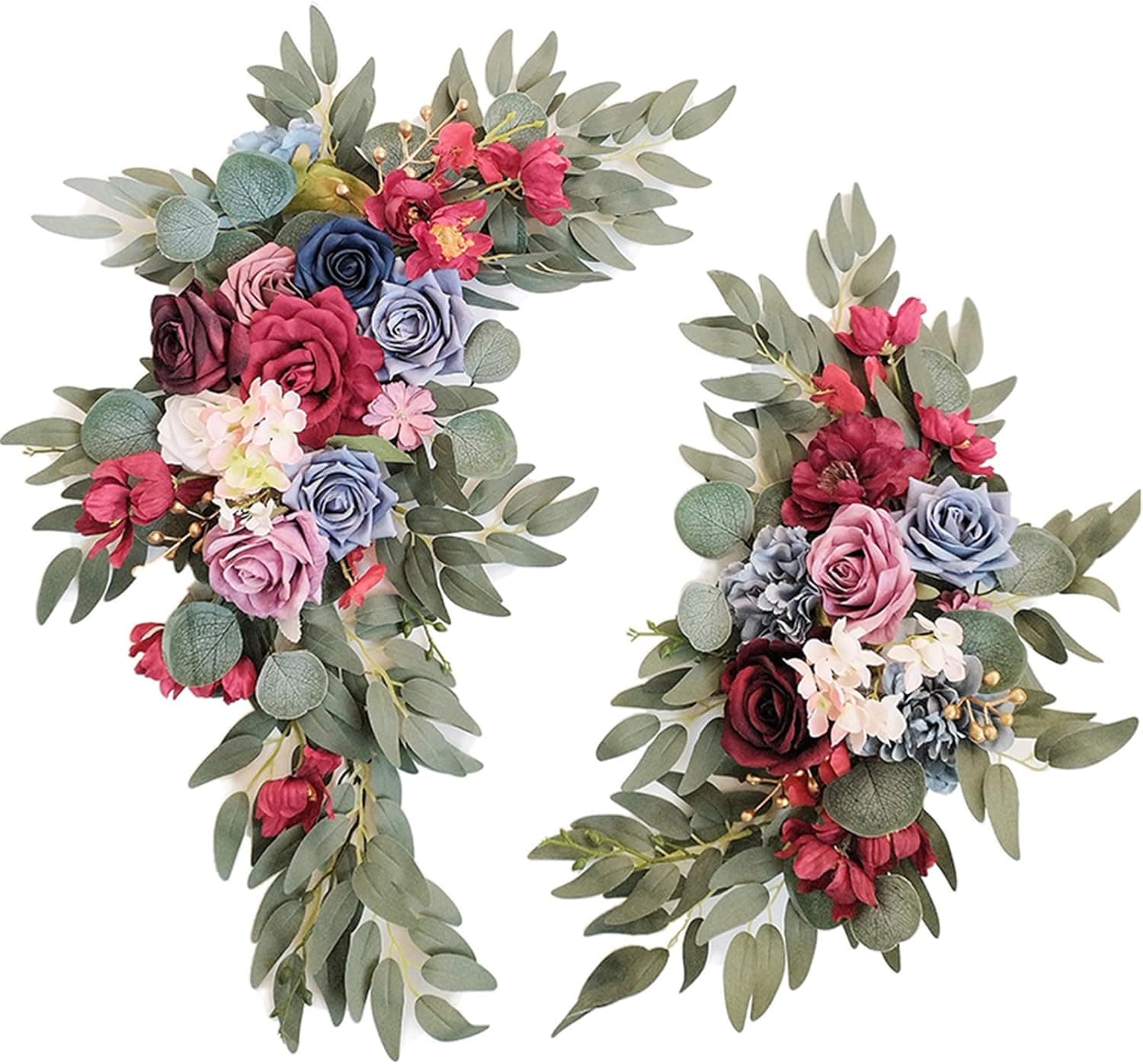 BMQDSM Artificial Wedding Arch Flowers Kit(Pack of 2) for Wedding Decor Ceremony and Reception Backdrop Decoration (Red)