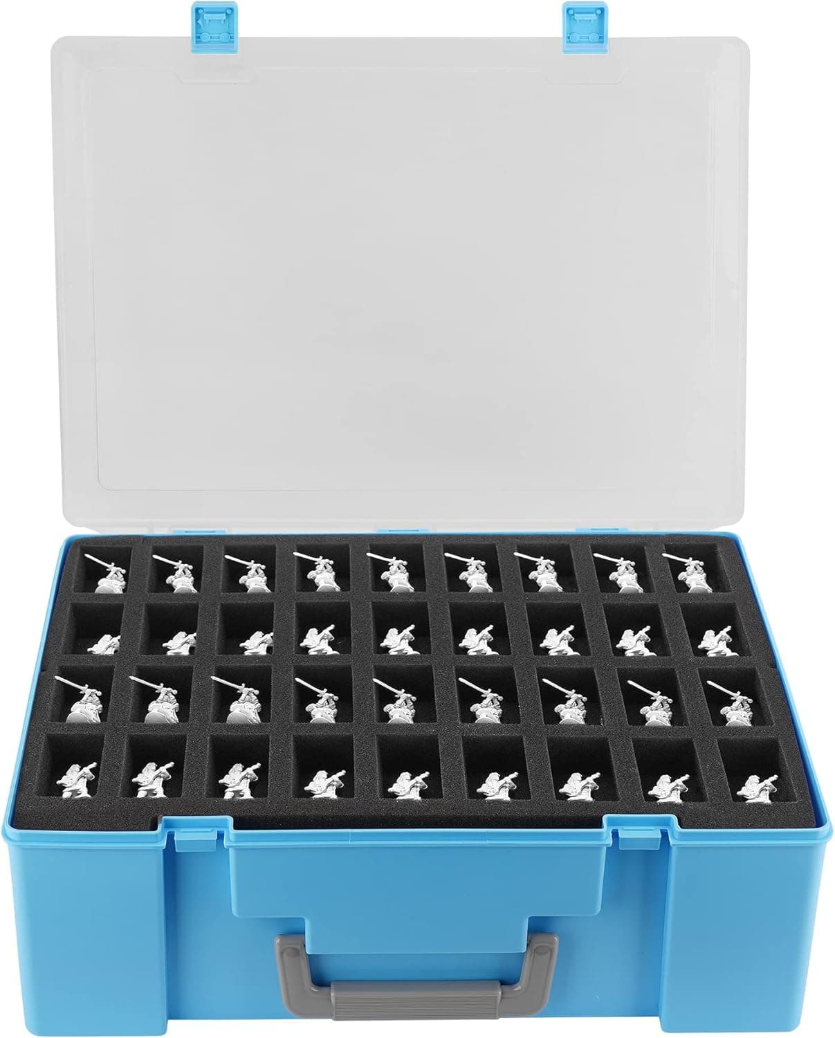 TPCY Miniature Storage Sturdy Carrying Figure Case -108 Slot Figurine Minature Carrying Case ,Compatible with Warhammer 40k, Dungeons & Dragons and More (Blue)