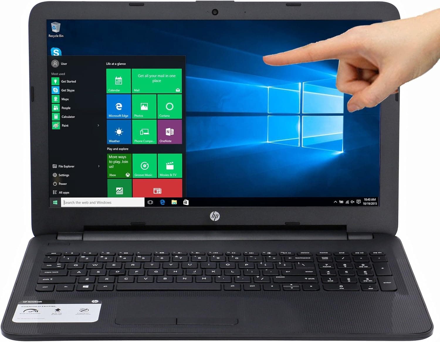 HP Black 15.6" 15-f337wm Laptop PC with AMD A8-6410 Processor, 4GB Memory, Touchscreen, 500GB Hard Drive and Windows 10 Home