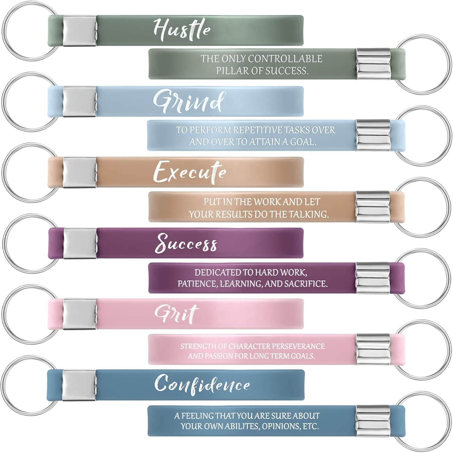 24 Pcs Motivational Keychains Inspirational Quote Keychains Positive Word Signs Silicone Keychain Gift for Women Men
