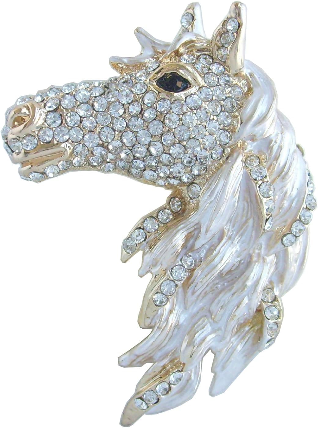 Sindary Art Style 2.76" Horse Brooch Pin Enamel Brooch Pendant Rhinestone Crystal BZ6535
