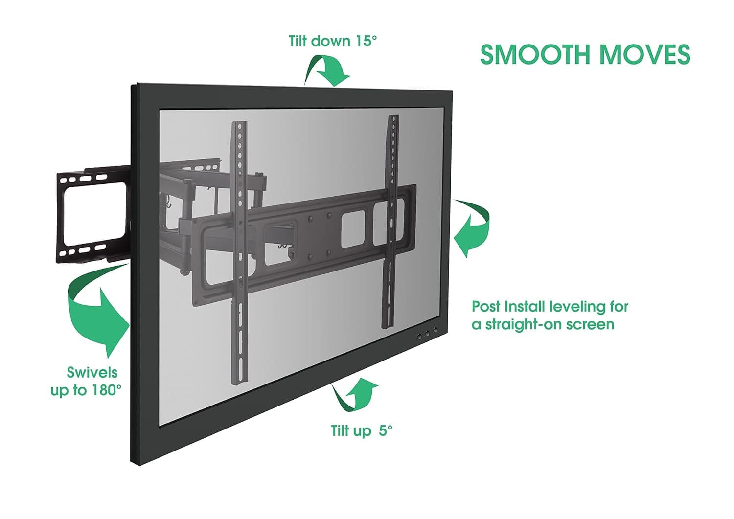 Jestik Articulating Full Motion TV Wall Mount for Most 37"-70" LED, LCD Flat Panel TVs, Plus 4K High Speed HDMI Cable JM-L67