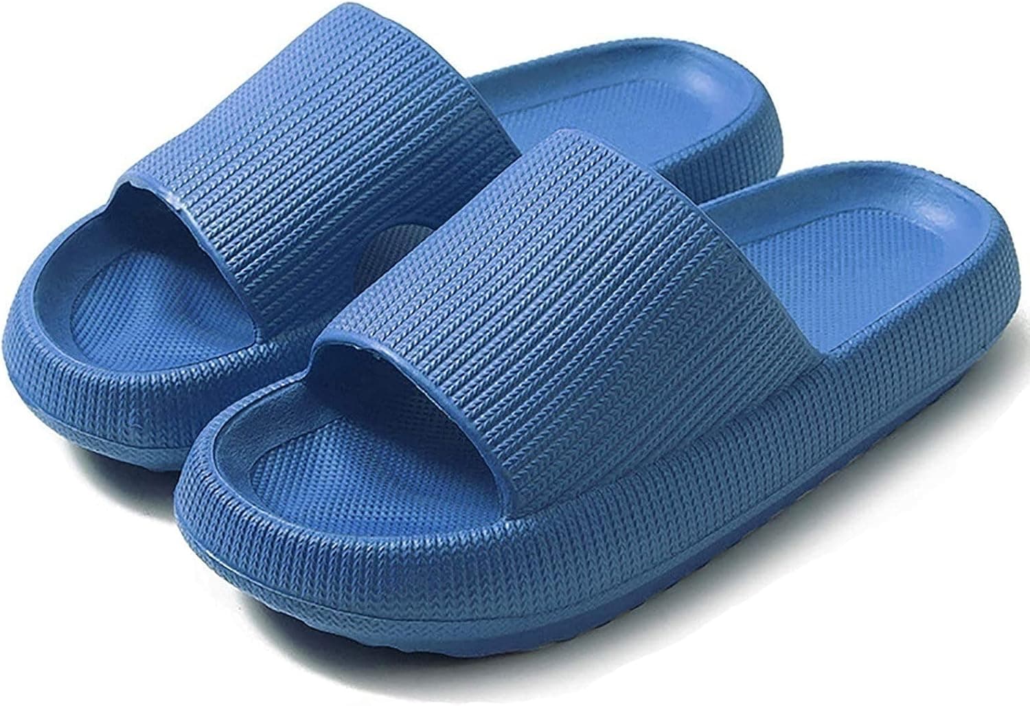 Pillow Slippers for Women and Men Quick Drying, EVA Comfy Open Toe Soft Sandals, Thick Sole Non-Slip Shower Spa Bath Pool Gym House Sandals (Color : Blue, Size : 8.5-9 Women/7-8 Men)