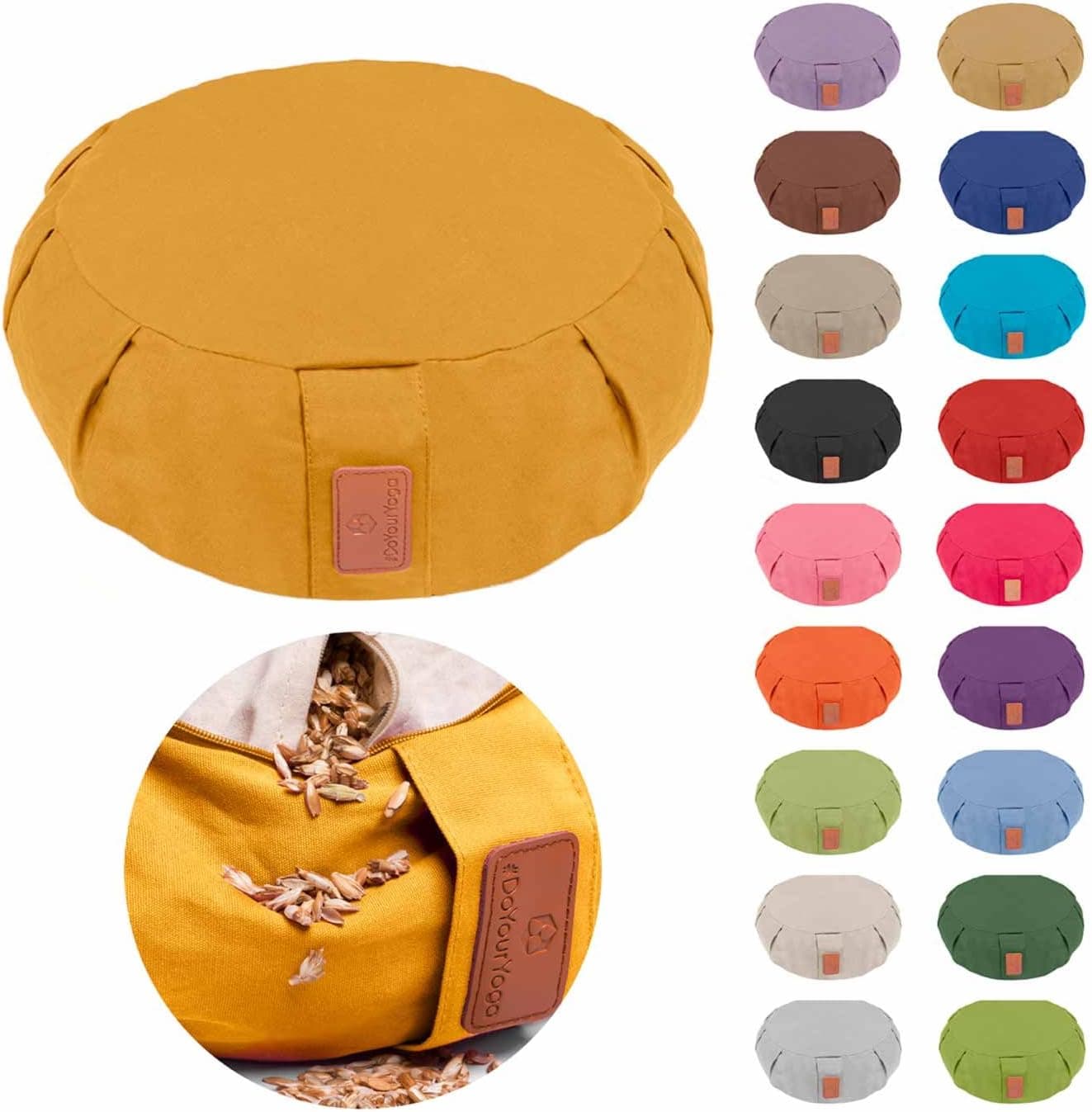#DoYourYoga Yoga Cushion »Brahman« with Zipper and Organic Spelt Hull (Certified Organic Produce) /16.54" x5.9" – Ideal for Yoga Meditation Relaxation Recreation - Machine Washable & Skin-Friendly.
