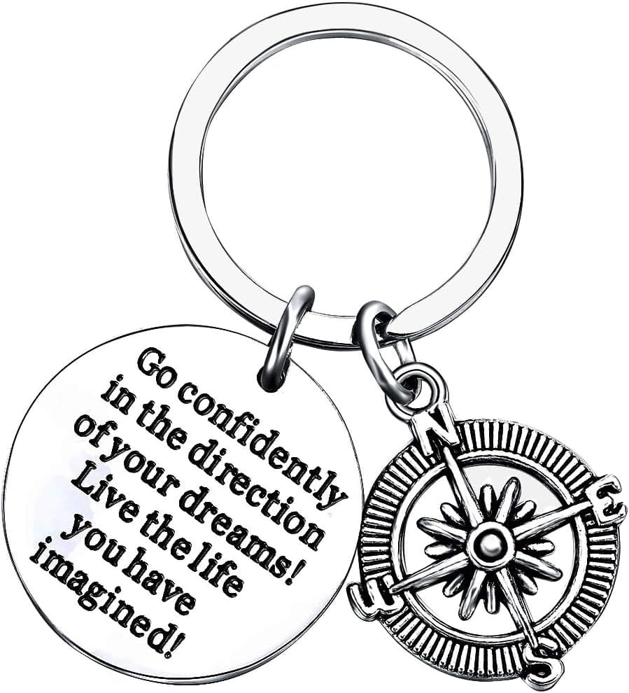 lauhonmin Compass Key Chain Go confidently in the direction of your dreams Live the life you have imagined (Compass)