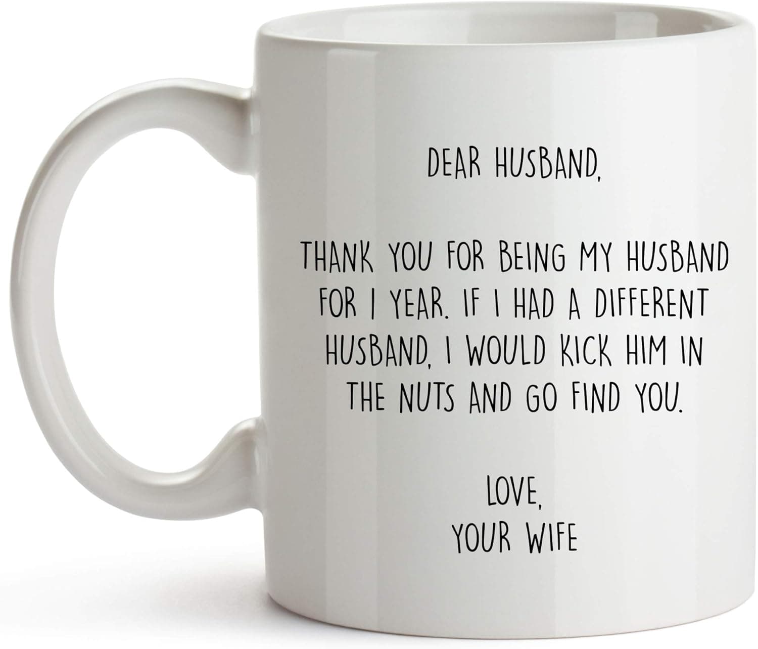 YouNique Designs 1 Year Anniversary Coffee Mug for Him, 11 Ounces, 1st Wedding Anniversary Cup for Husband, One Year