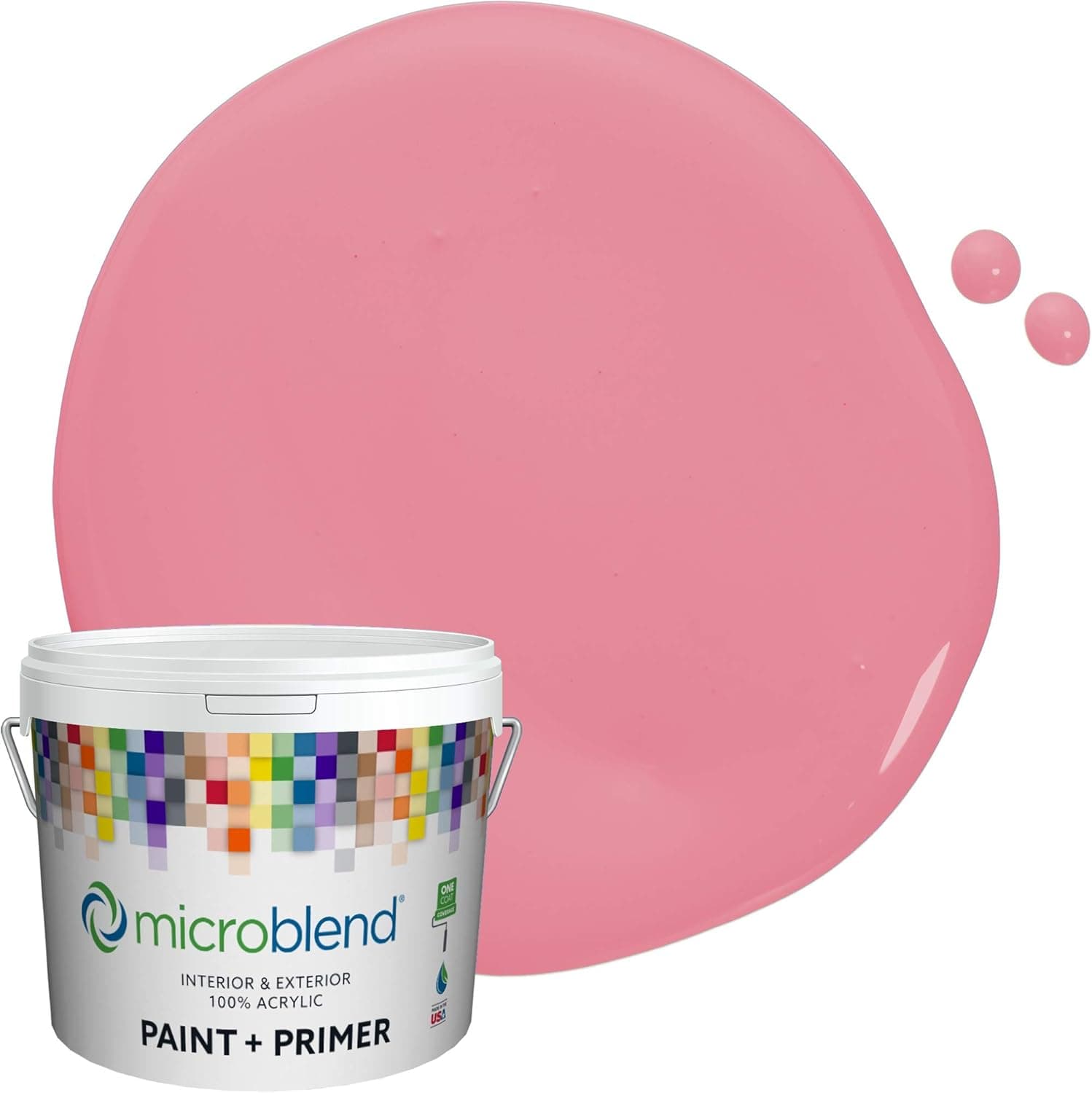Microblend Exterior Paint and Primer - Pink/Rose Trellis, Semi-gloss Sheen, Quart, Premium Quality, UV and Rust Blockers, Washable, High Hide, Microblend Reds Family