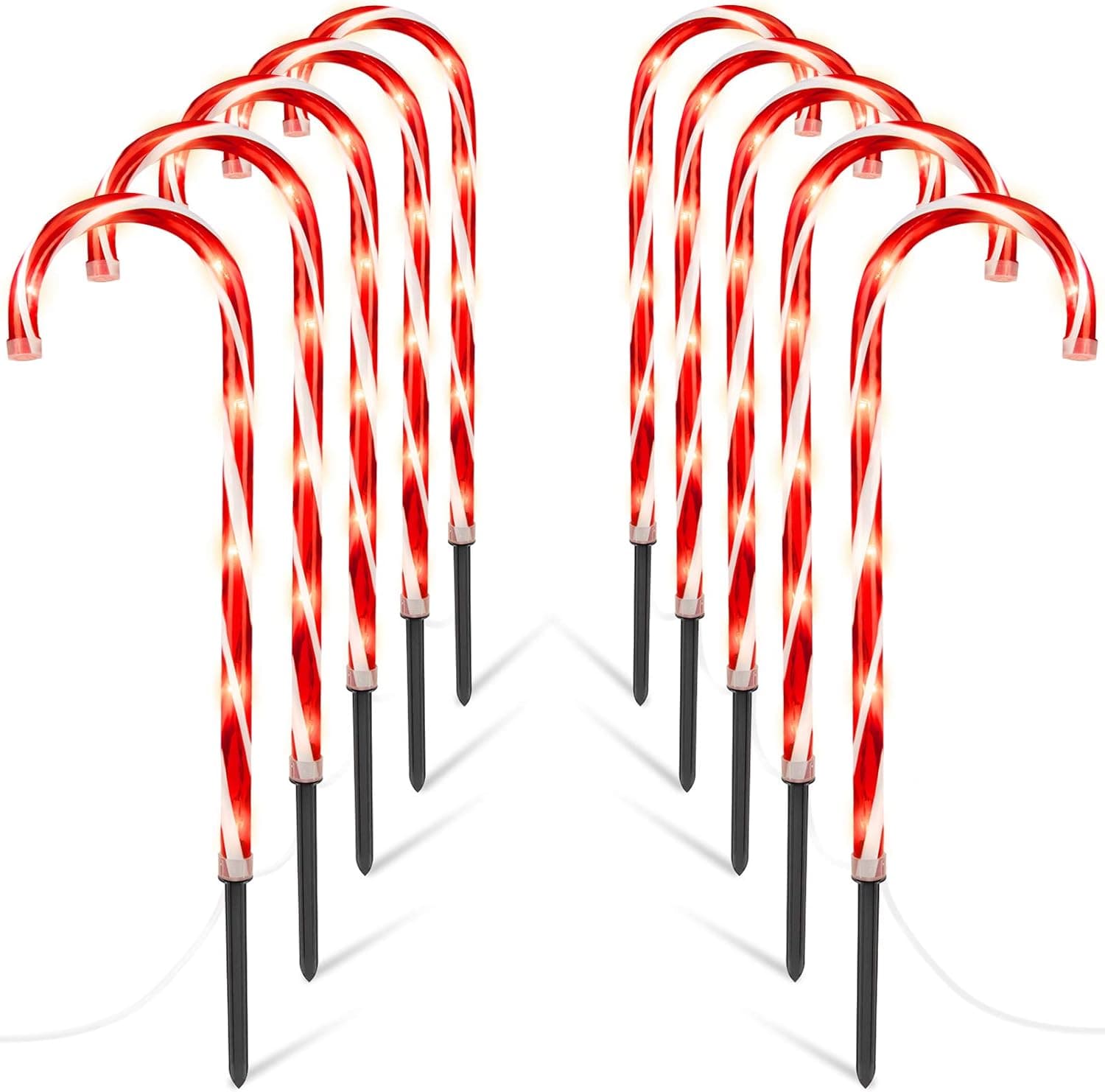 24.5" Candy Cane Lights with Stakes, 12 Packs Large Christmas Pathway Lights Outdoor, 8 Light Modes Candy Cane Pathway Markers Christmas Decorations for Yard Patio Garden Walkway Sidewalks