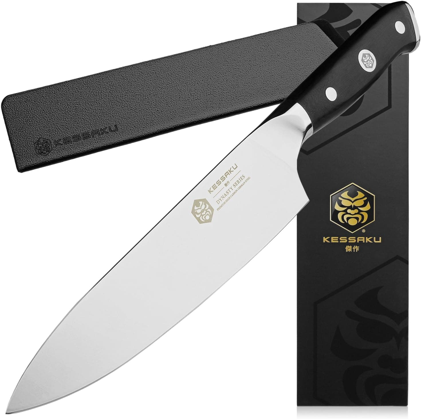 KESSAKU Chef Knife - 8 inch - Dynasty Series - Razor Sharp Kitchen Knife - Forged ThyssenKrupp German High Carbon Stainless Steel - G10 Garolite Handle with Blade Guard