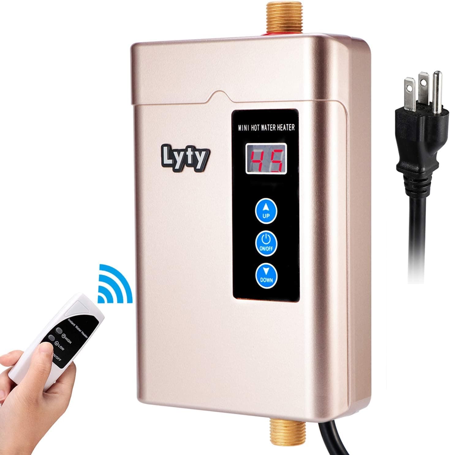 Mini Instant Under Sink Tankless Water Heater Electric - with Remote Control 3kW at 110v 120v Hot Water Heater for Hand/Face/Dishes Washing Kitchen Bathroom(for Low Water Flow Use)(Plug in)
