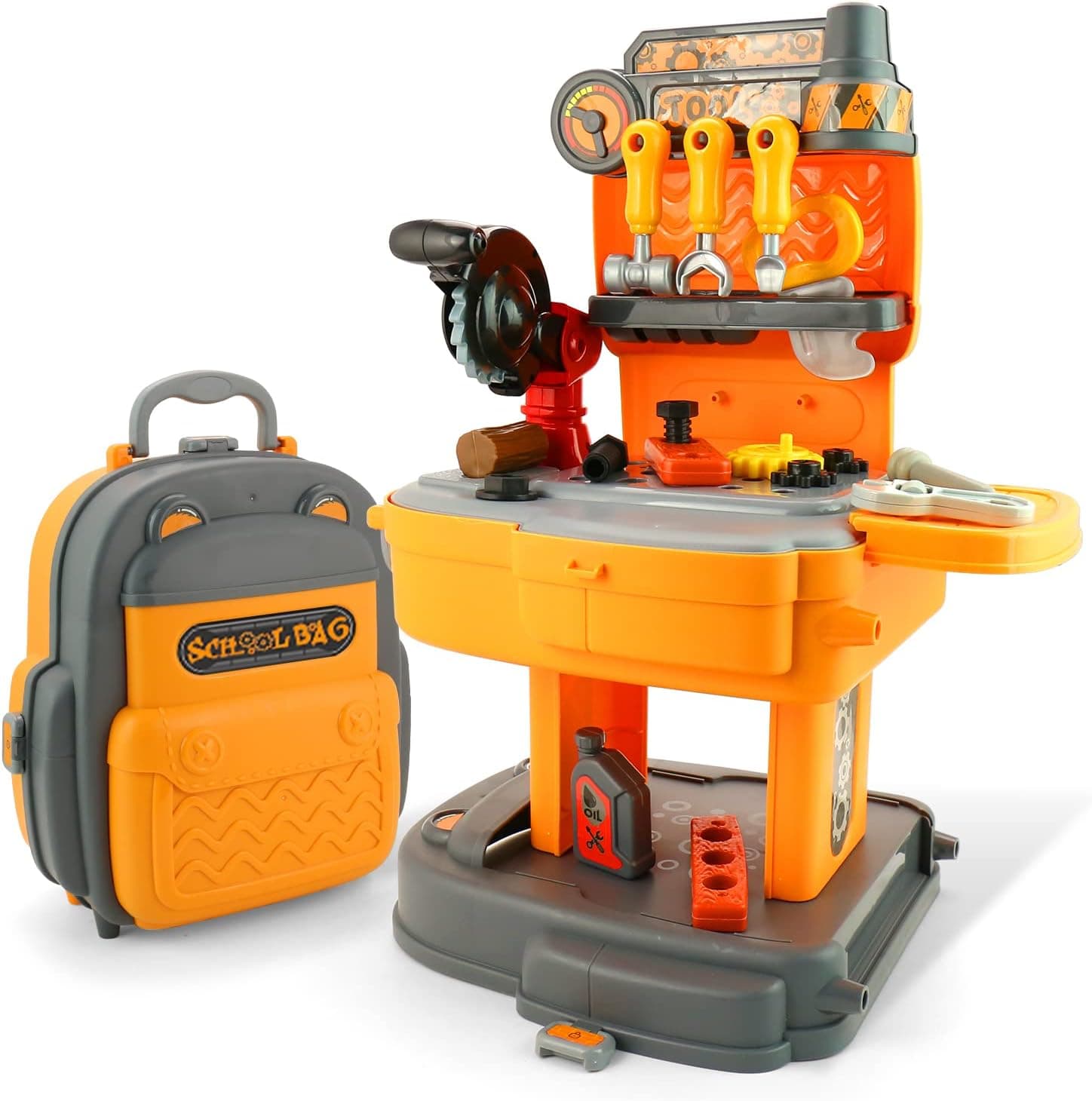 KidEwan Tool Sets Toys 31 Pcs Kids Construction Tool Bench and Accessories Realistic Pretend Play Set Workbench for Boys Over 3 Years Old