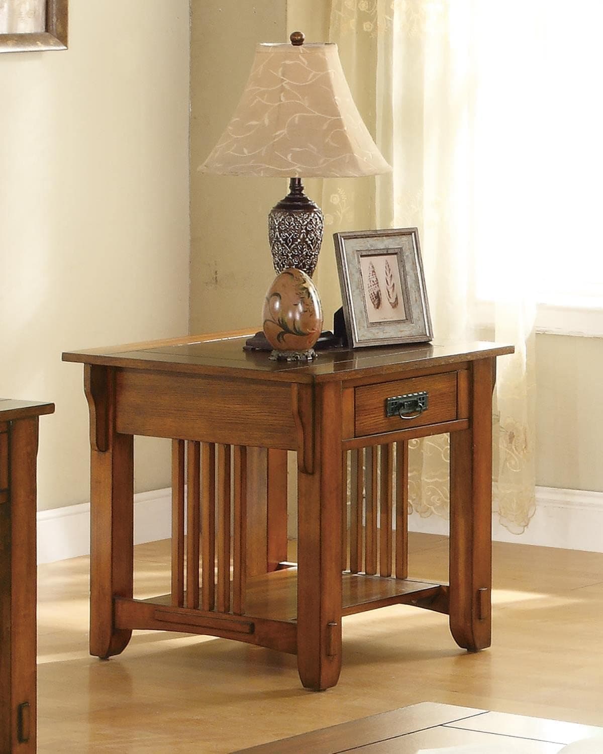Coaster Home Furnishings 702007 Colton Drawer End Table with Shelf, Warm Brown